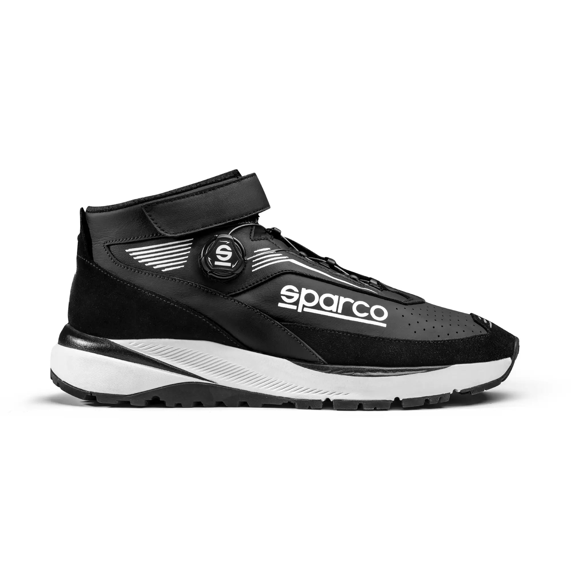 The black Sparco Chrono Racing Shoes from the side.