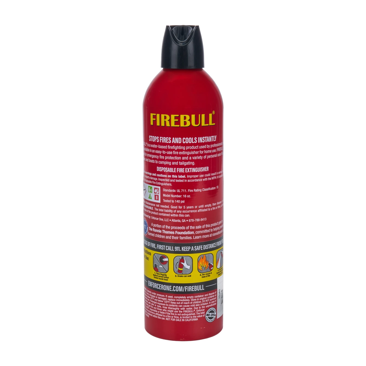 The back of the 12.69 oz Allstar Performance Fire Extinguisher can.