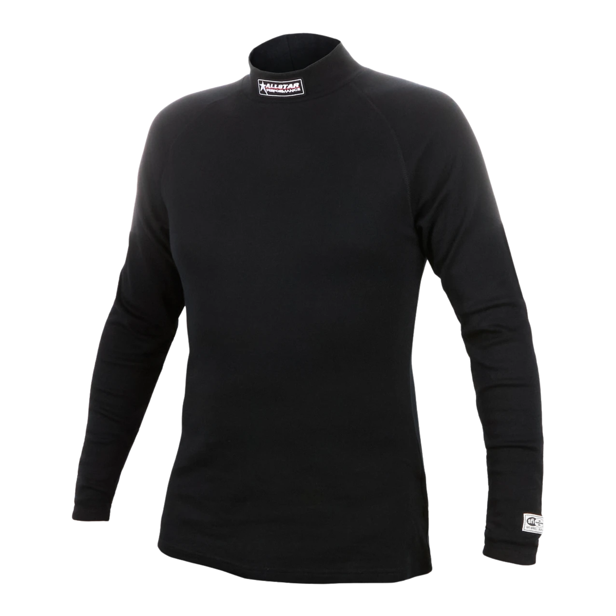 The black SFI 3.3 rated Allstar Performance Fire Resistant Racing Undershirt.