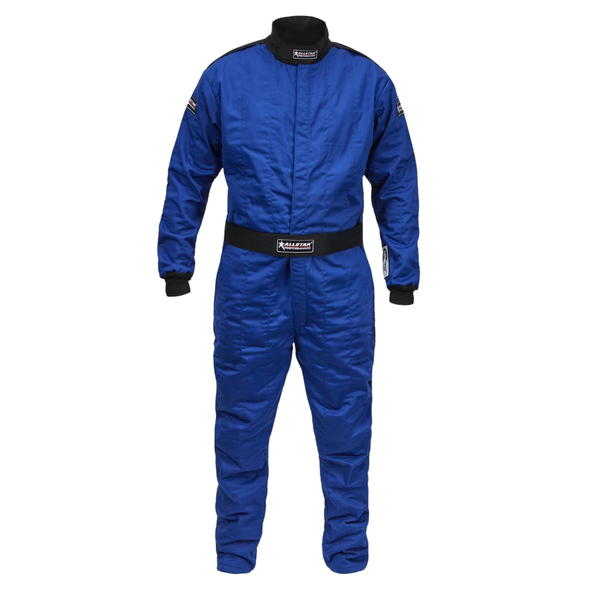 The blue SFI 3.2A/5 rated Allstar Performance Multi-Layer Driving Suits.