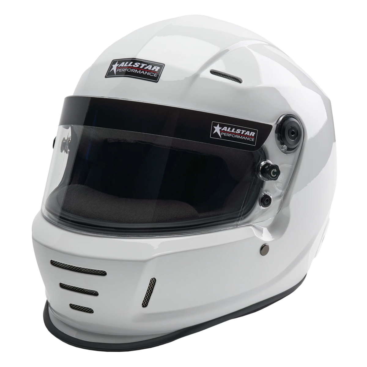 The white SA2025 rated Allstar Performance Series 40 Racing Helmet.