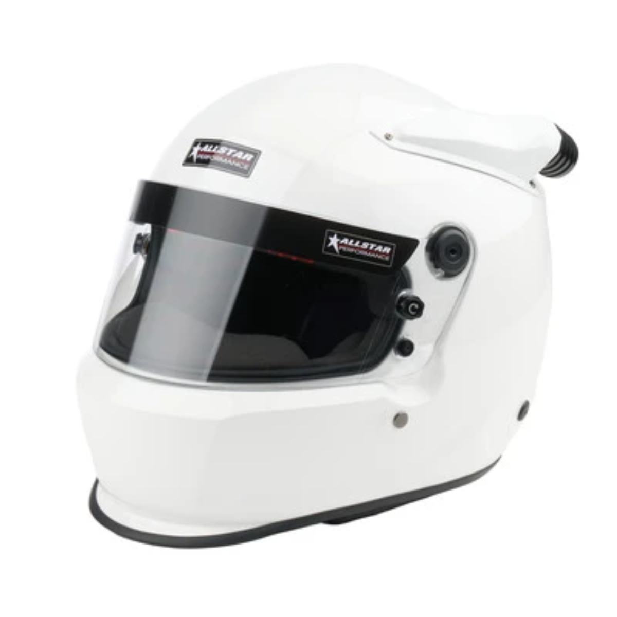 The white SA2025 rated Allstar Performance Series 50 Mid-Air Racing Helmet.