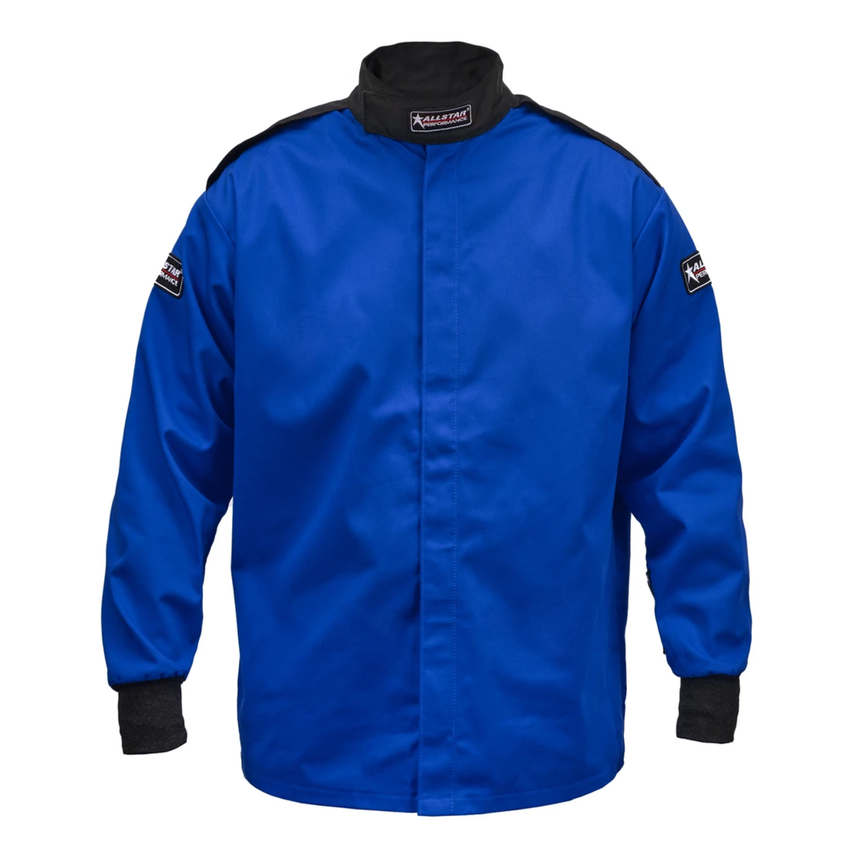 The blue SFI 3.2A/1 rated Allstar Performance Single Layer Racing Jacket.
