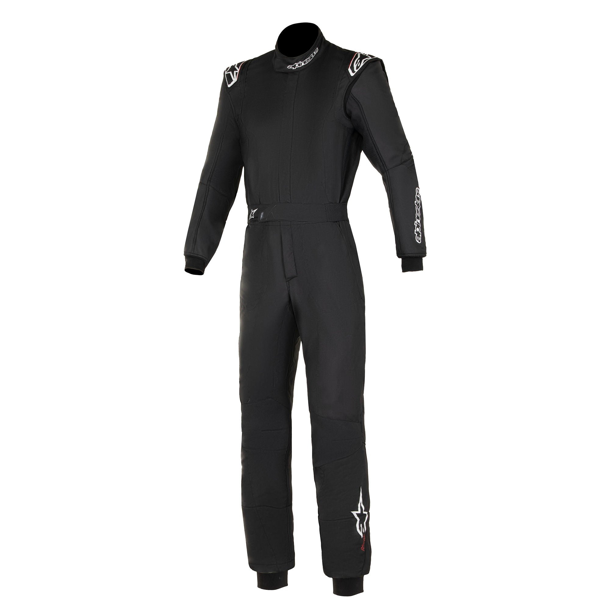 The front of the white and black Alpinestars GP Tech v4 Racing Suit.