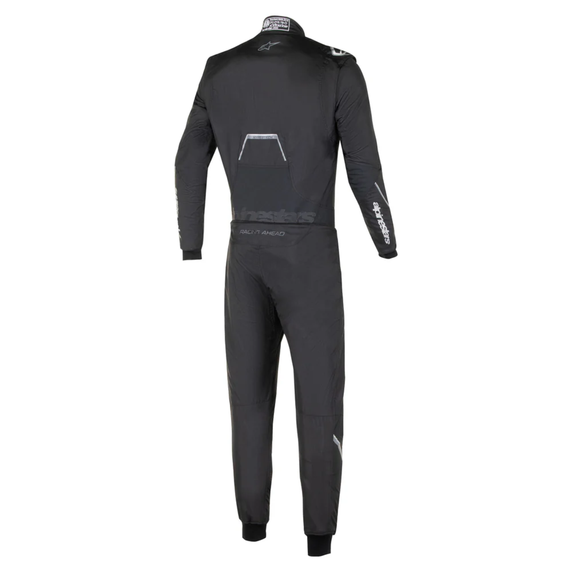 The back of the black Alpinestars Hypertech v3 Racing Suit.