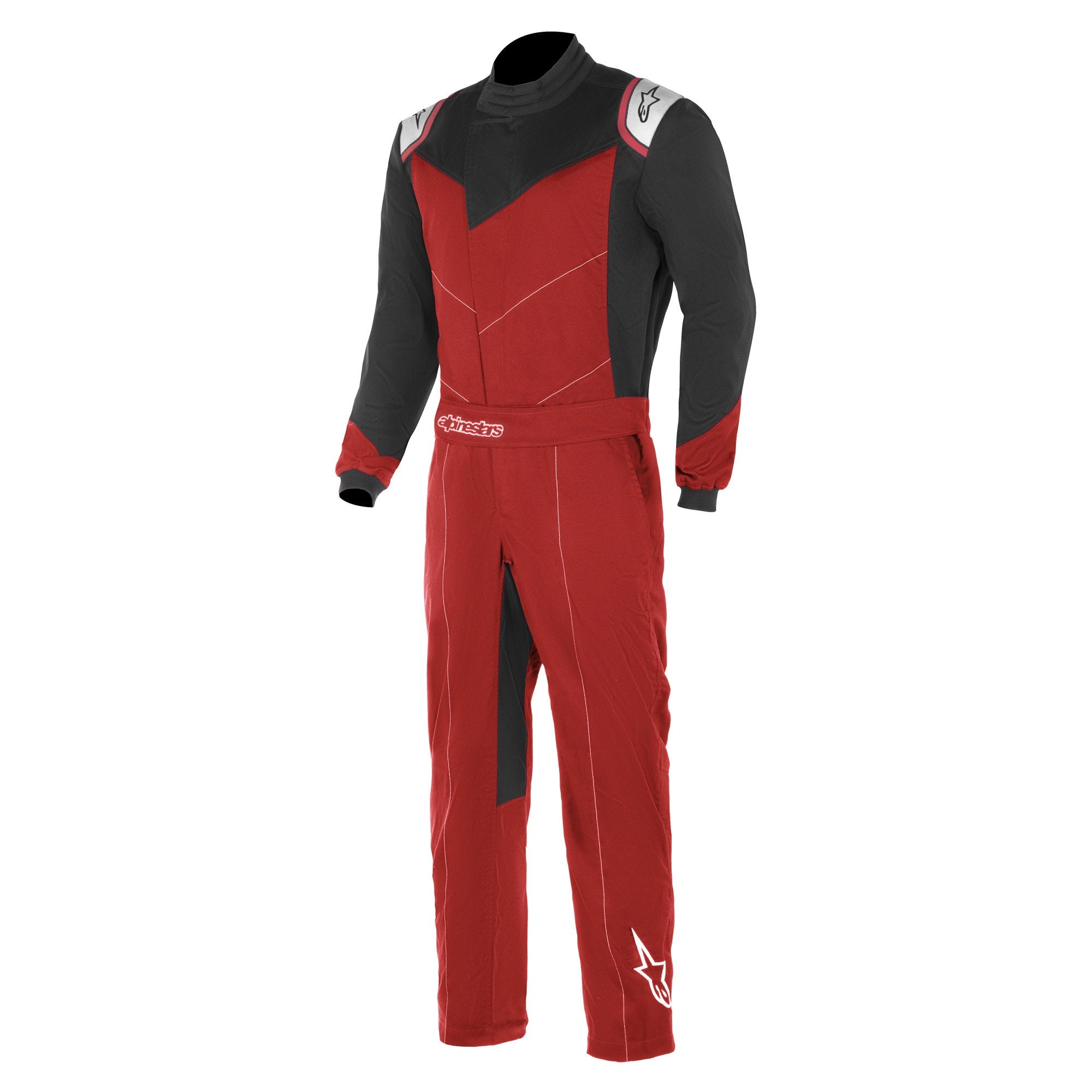 The red and black Alpinestars Indoor Kart Racing Suit.