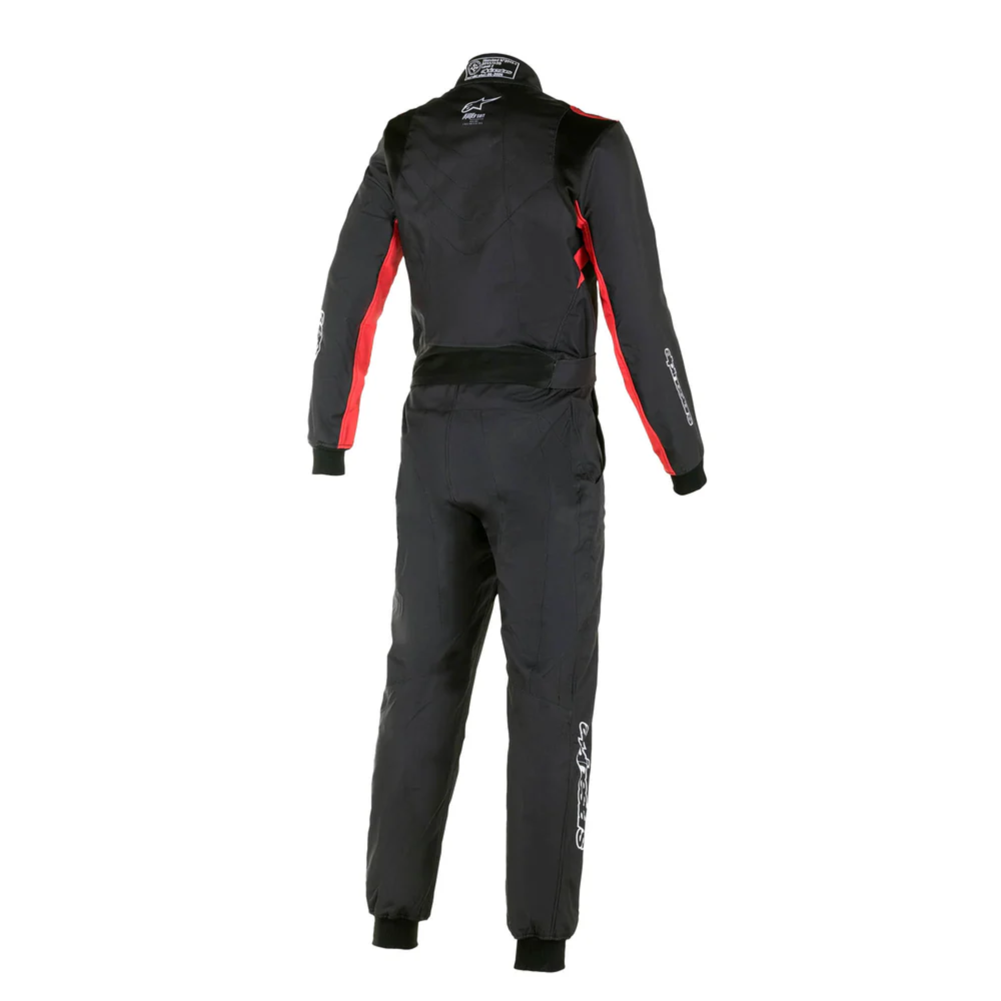 The back of the black and red Alpinestars KMX-9 v3 Graph-3 Kart Racing Suit.