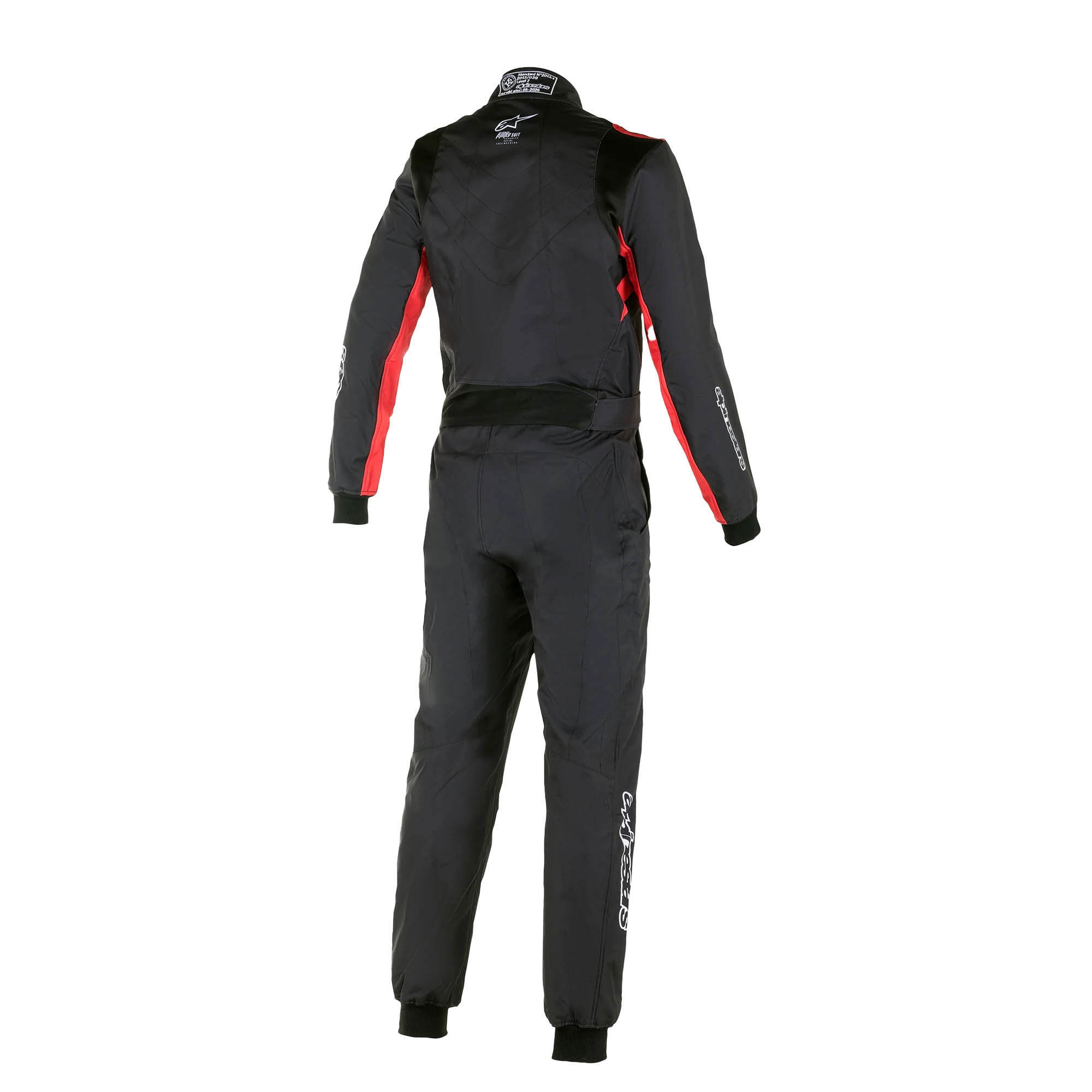 The back of the black and red Alpinestars KMX-9 v3 S Graph-3 Youth Kart Racing Suit.