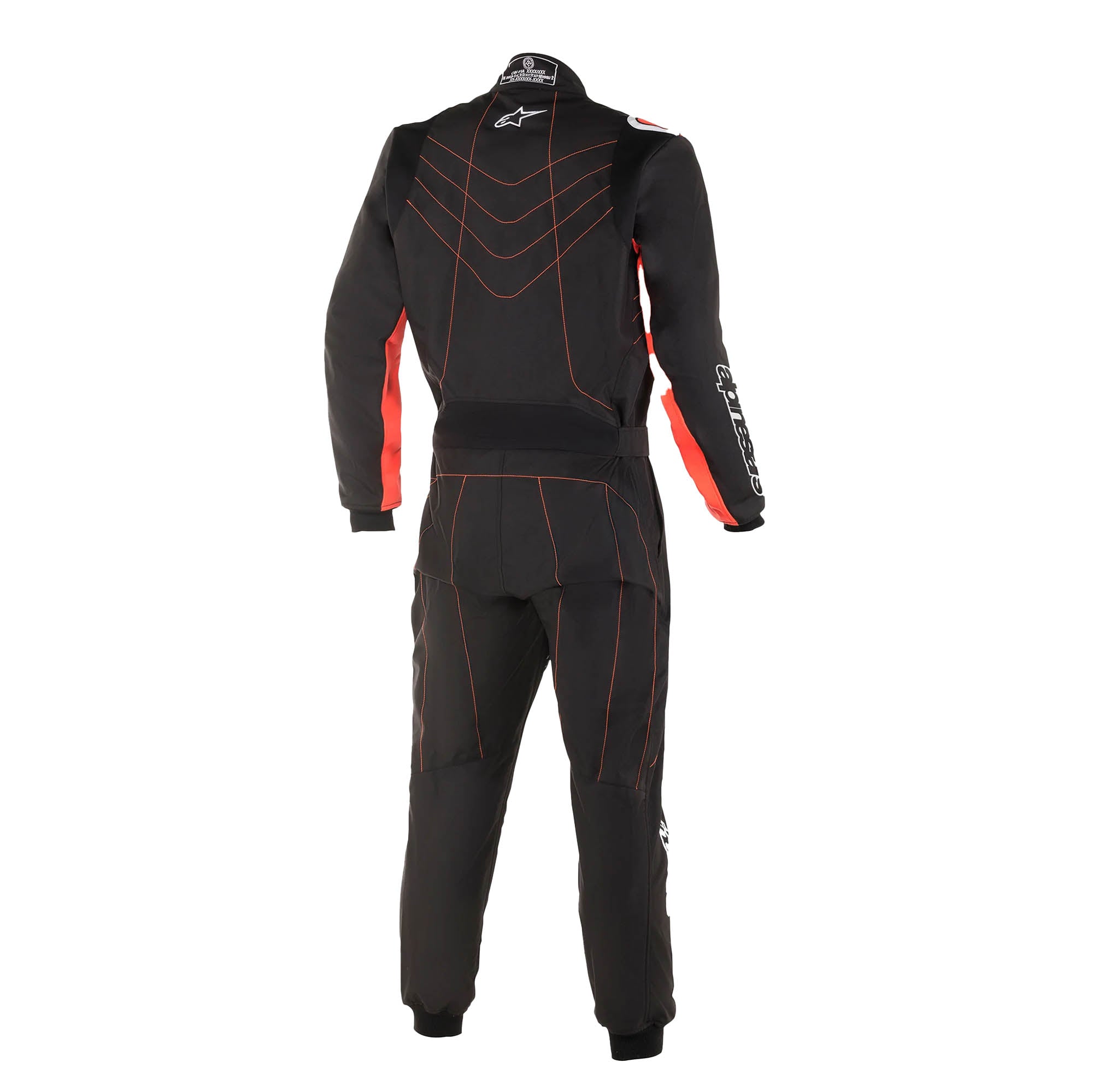 The back of the black and red Alpinestars KMX-9 v3 S Youth Kart Racing Suit.