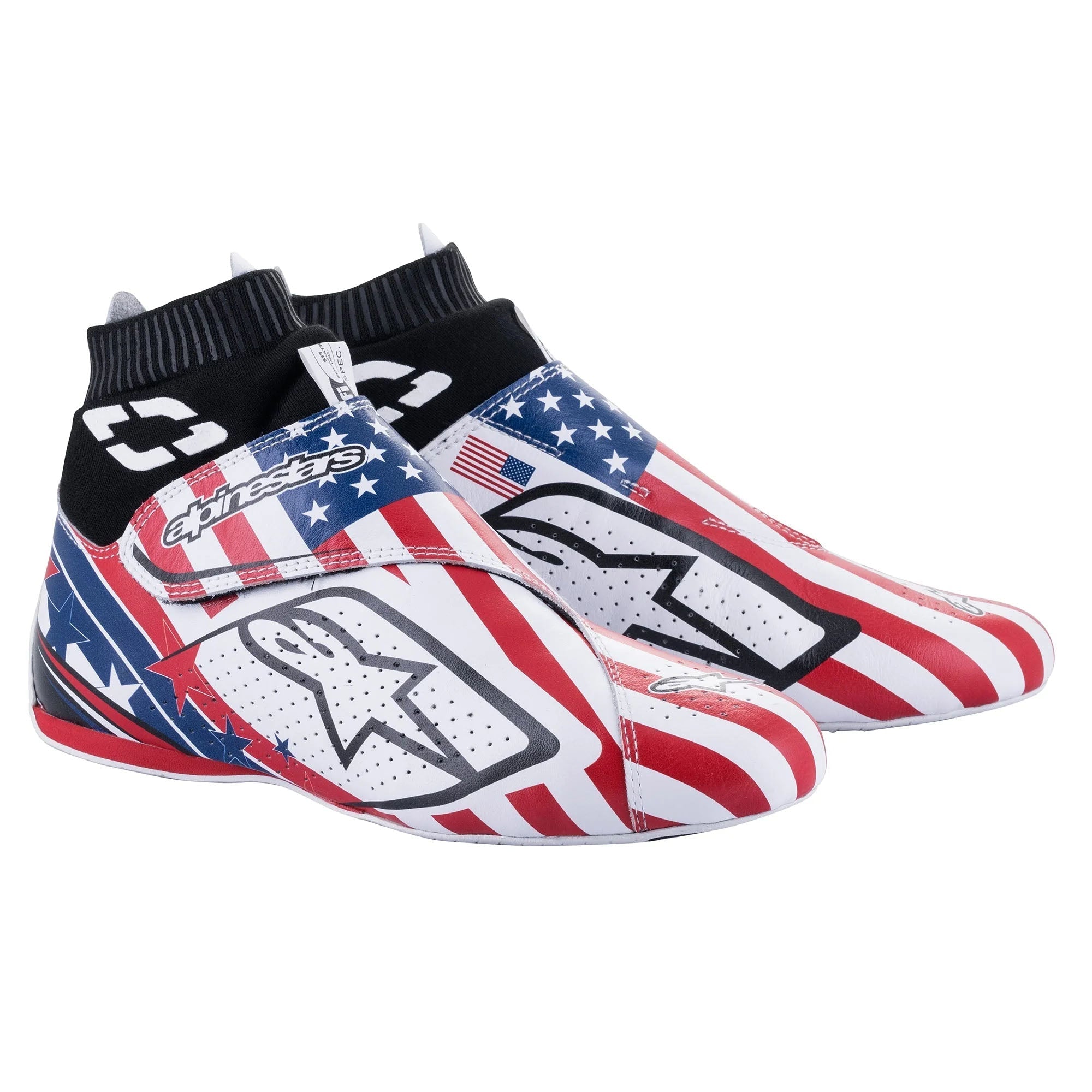 The red, white and blue Alpinestars Supermono v2 Liberty Racing Shoes.