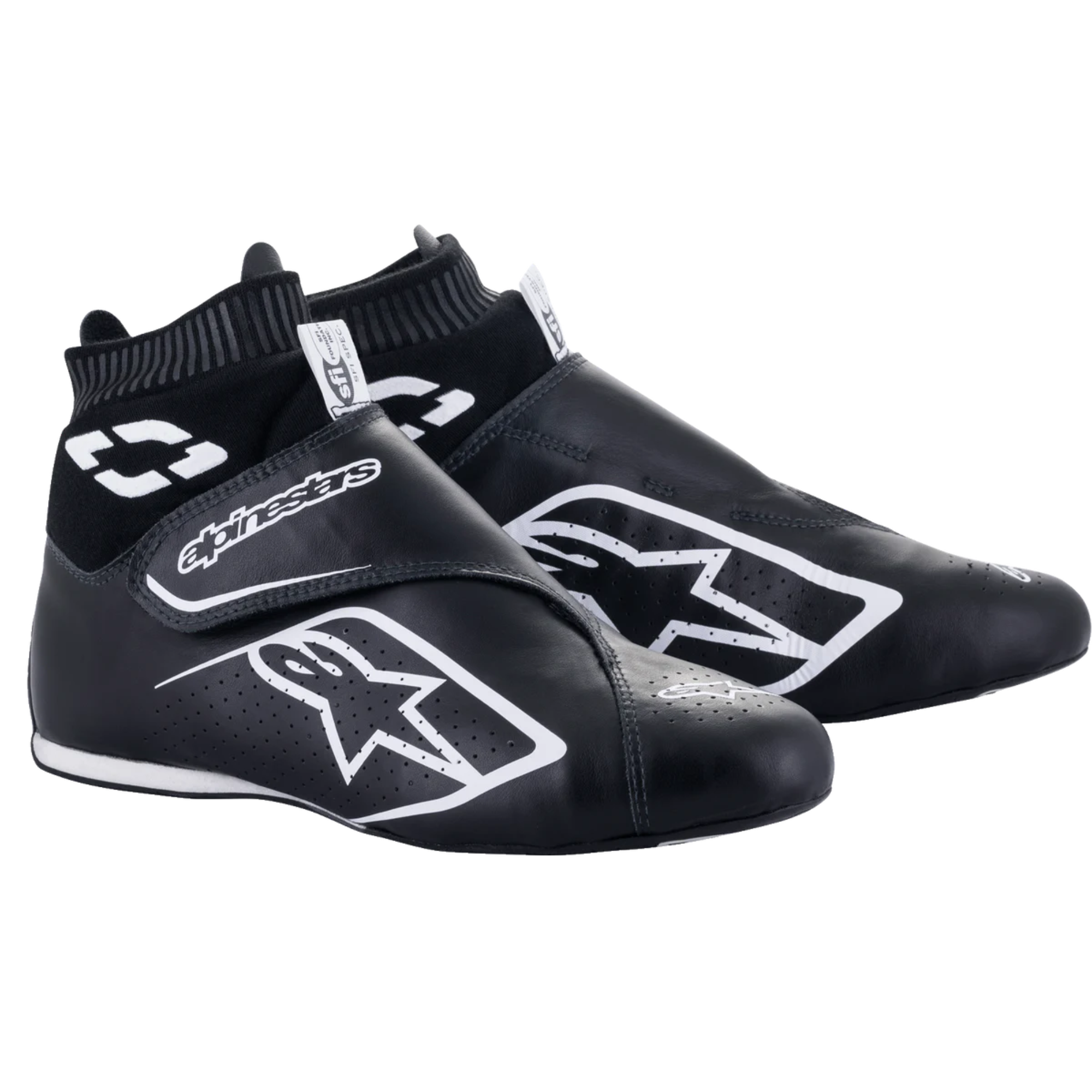 The black and white Alpinestars Supermono v2 Racing Shoes.