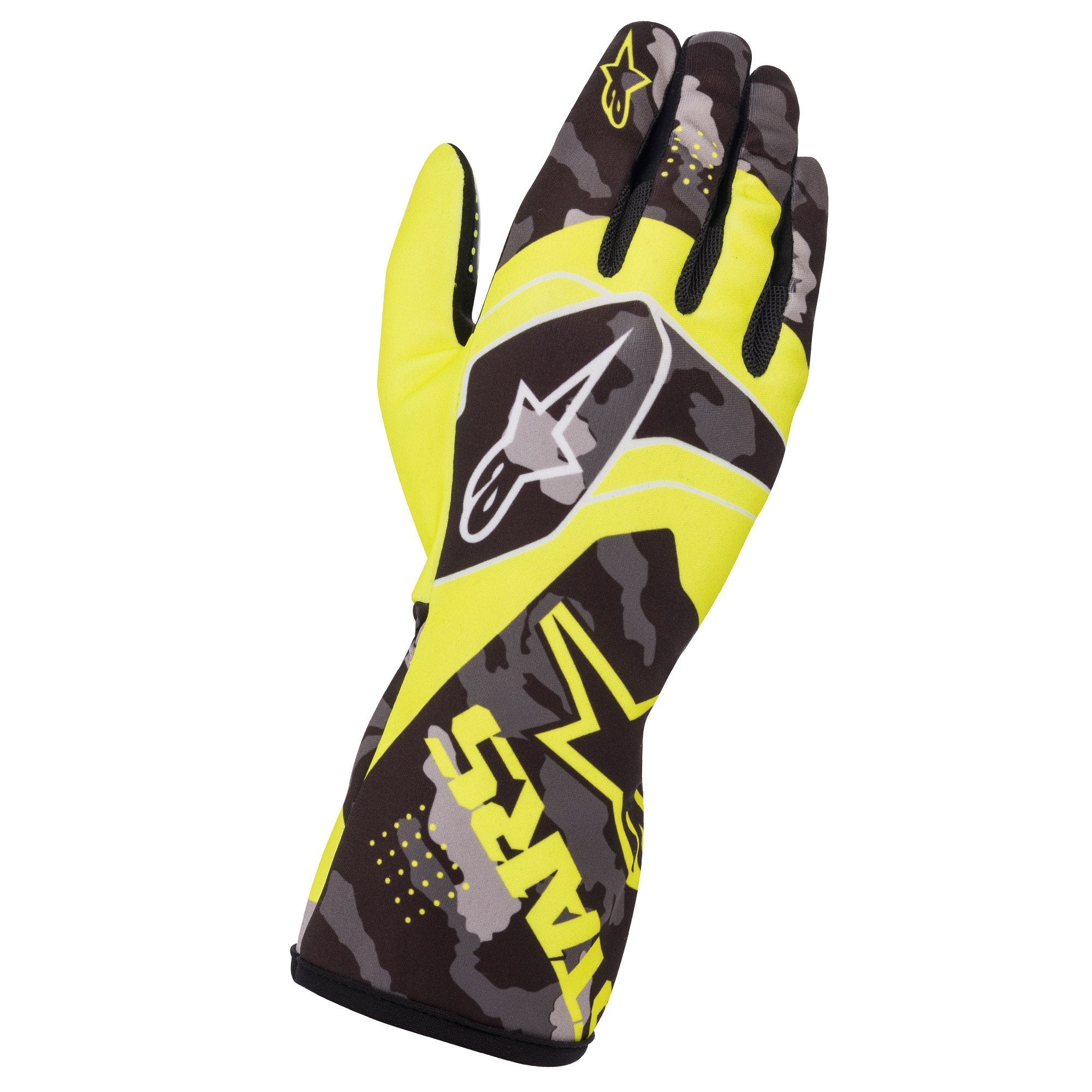 The yellow and black Alpinestars Tech-1 K Race v2 Karting Gloves.