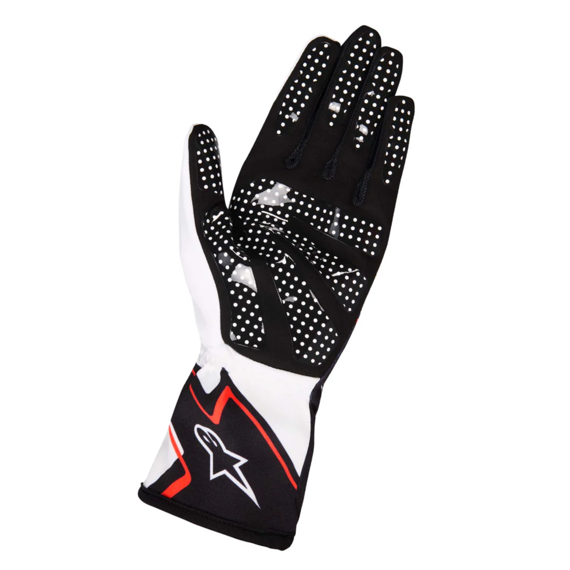 The palm of the white, black and orange Alpinestars Tech-1 K Race v2 Karting Gloves - Graphic 1.