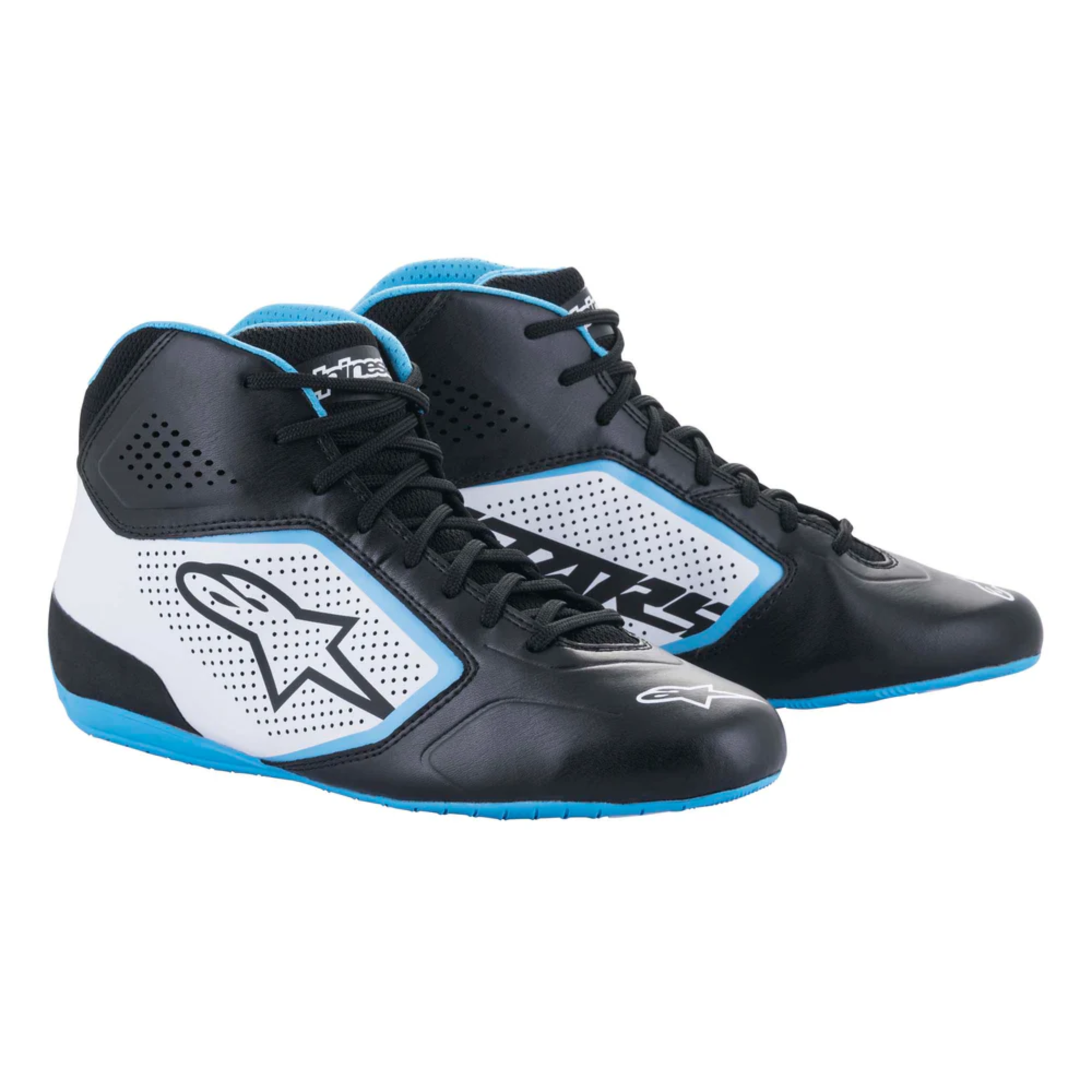 The black, white and blue Alpinestars Tech 1-K Start v2 Karting Shoes.