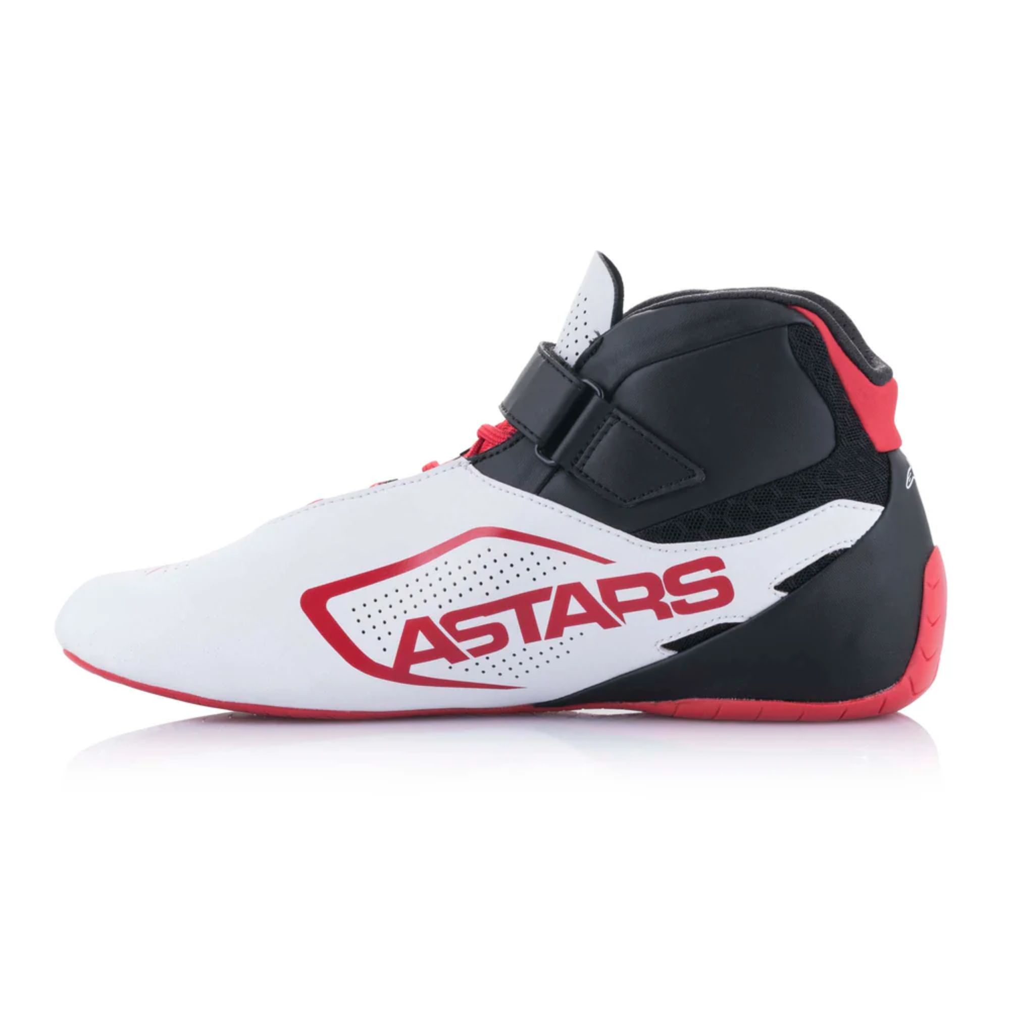 The white black and red Alpinestars Tech 1-K v2 Karting Shoes from Alpinestars showing the inside of the shoe.