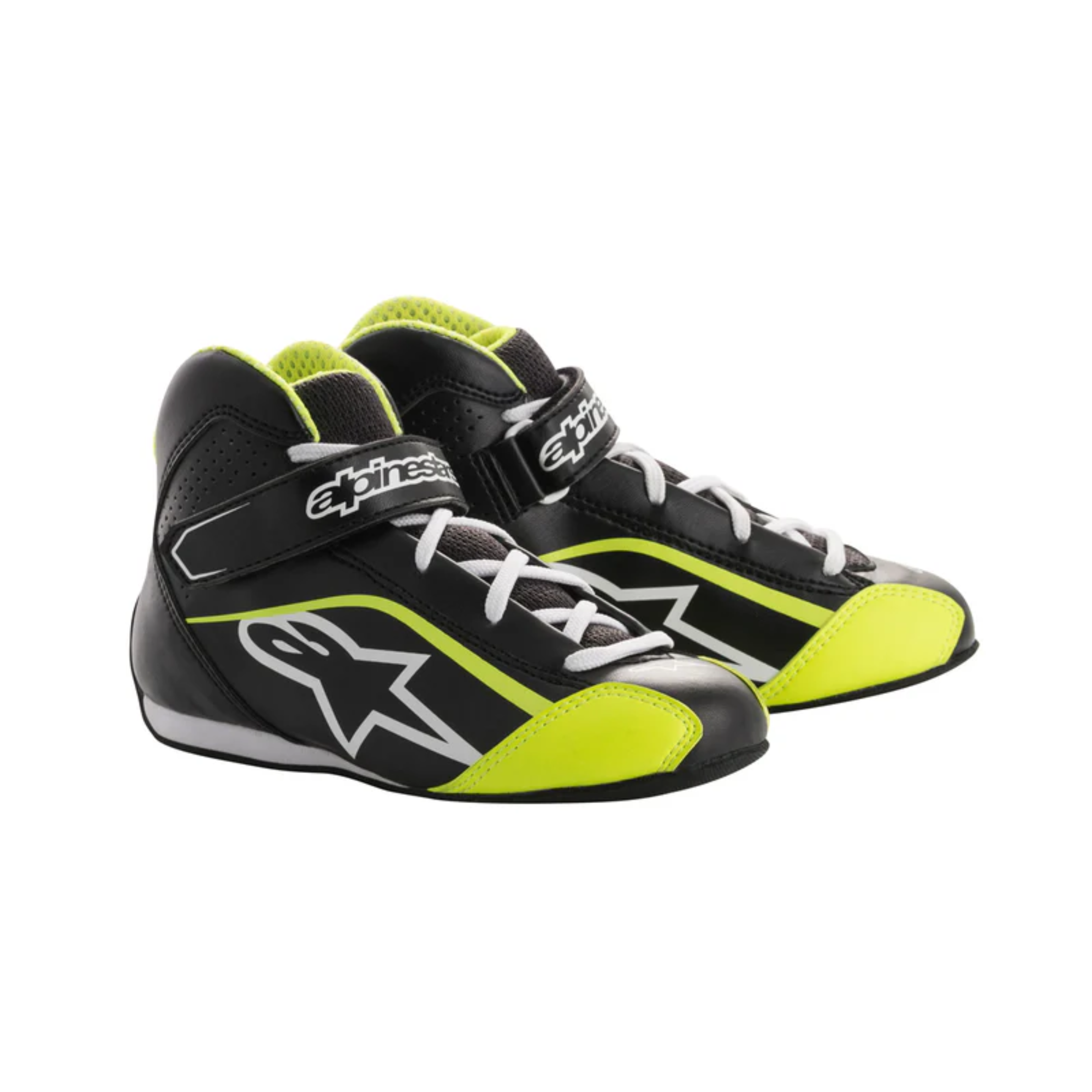 The black, white and yellow Alpinestars Tech 1-KS Youth Karting Shoes.
