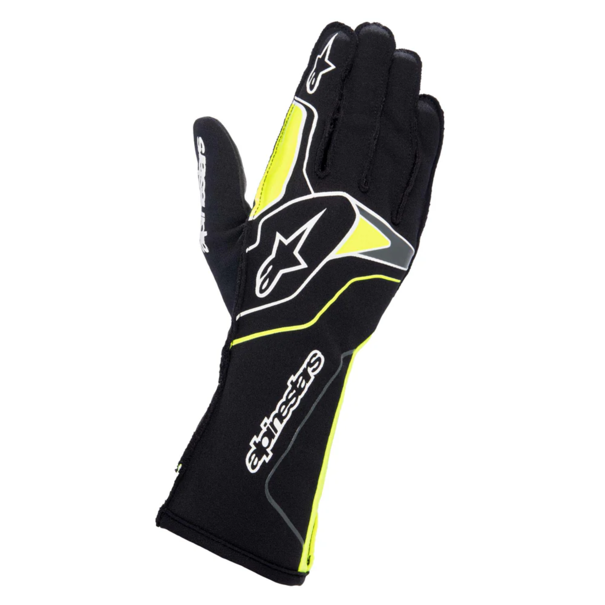 The black and yellow Alpinestars Tech-1 KX v3 Karting Gloves.