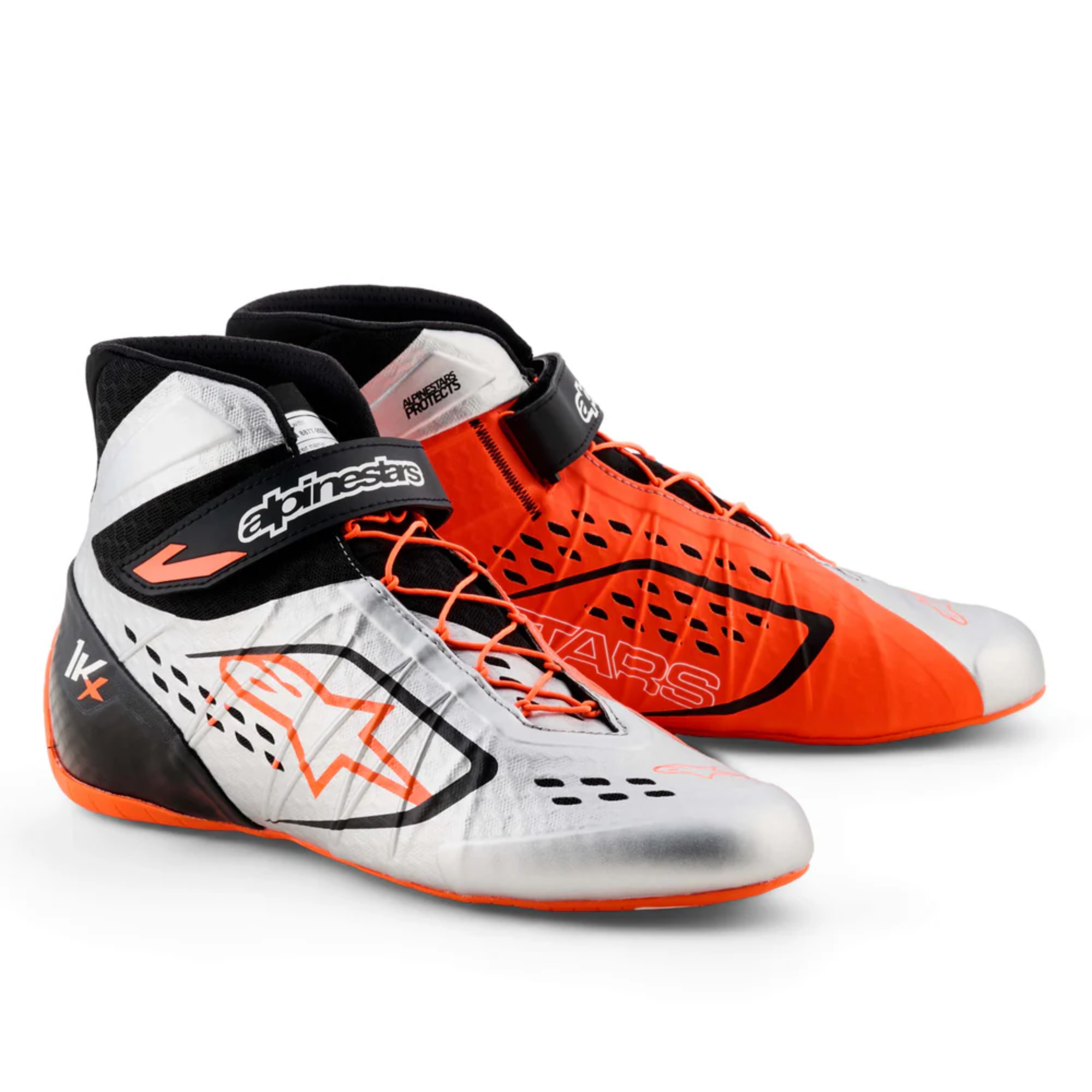 The black, silver, and orange Alpinestars Tech 1-KX v3 Karting Shoes.