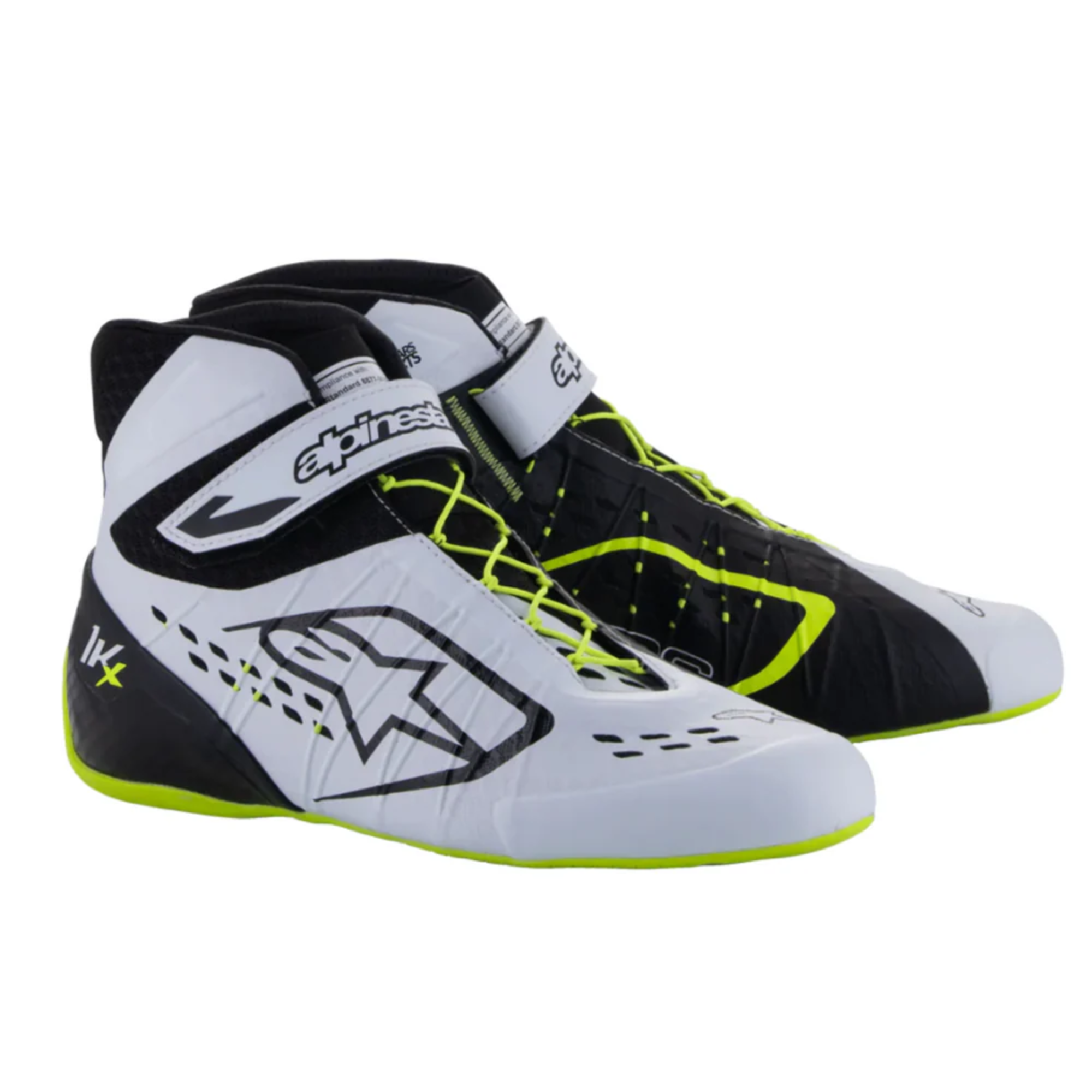 The black, white, and yellow Alpinestars Tech 1-KX v3 Karting Shoes.