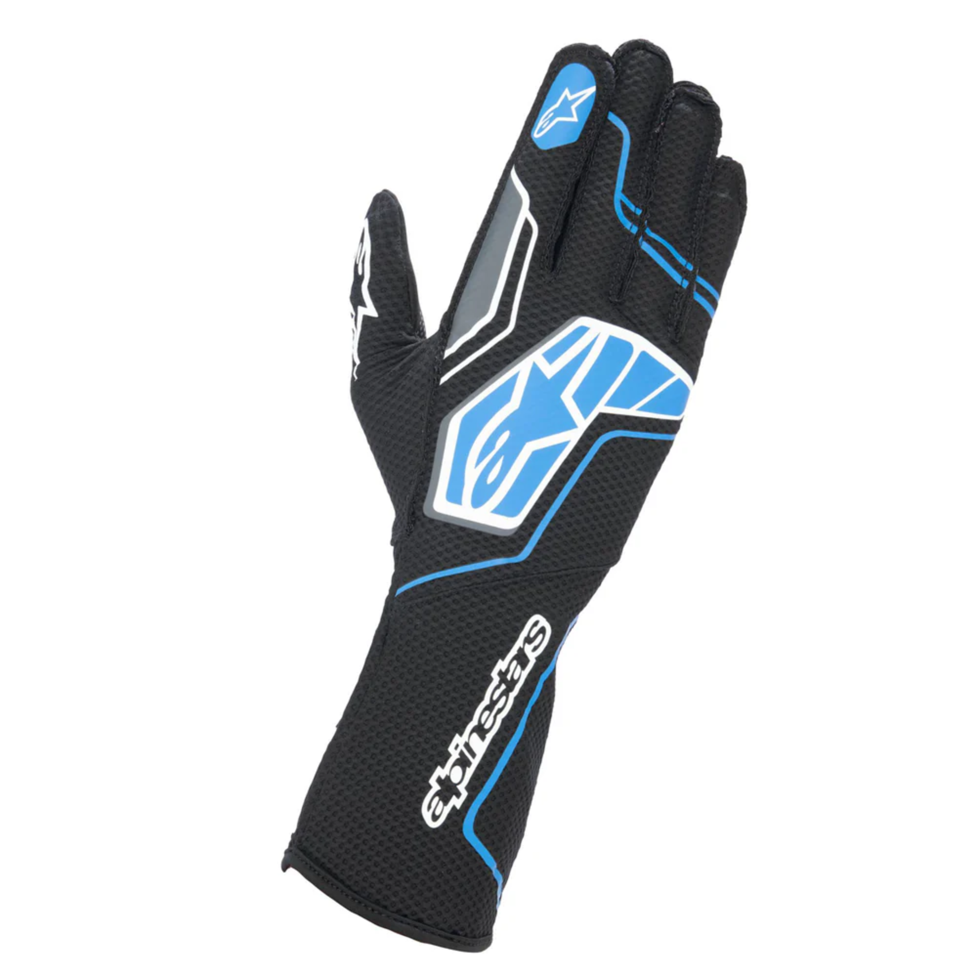 The black and blue Alpinestars Tech-1 KX v4 Karting Gloves.