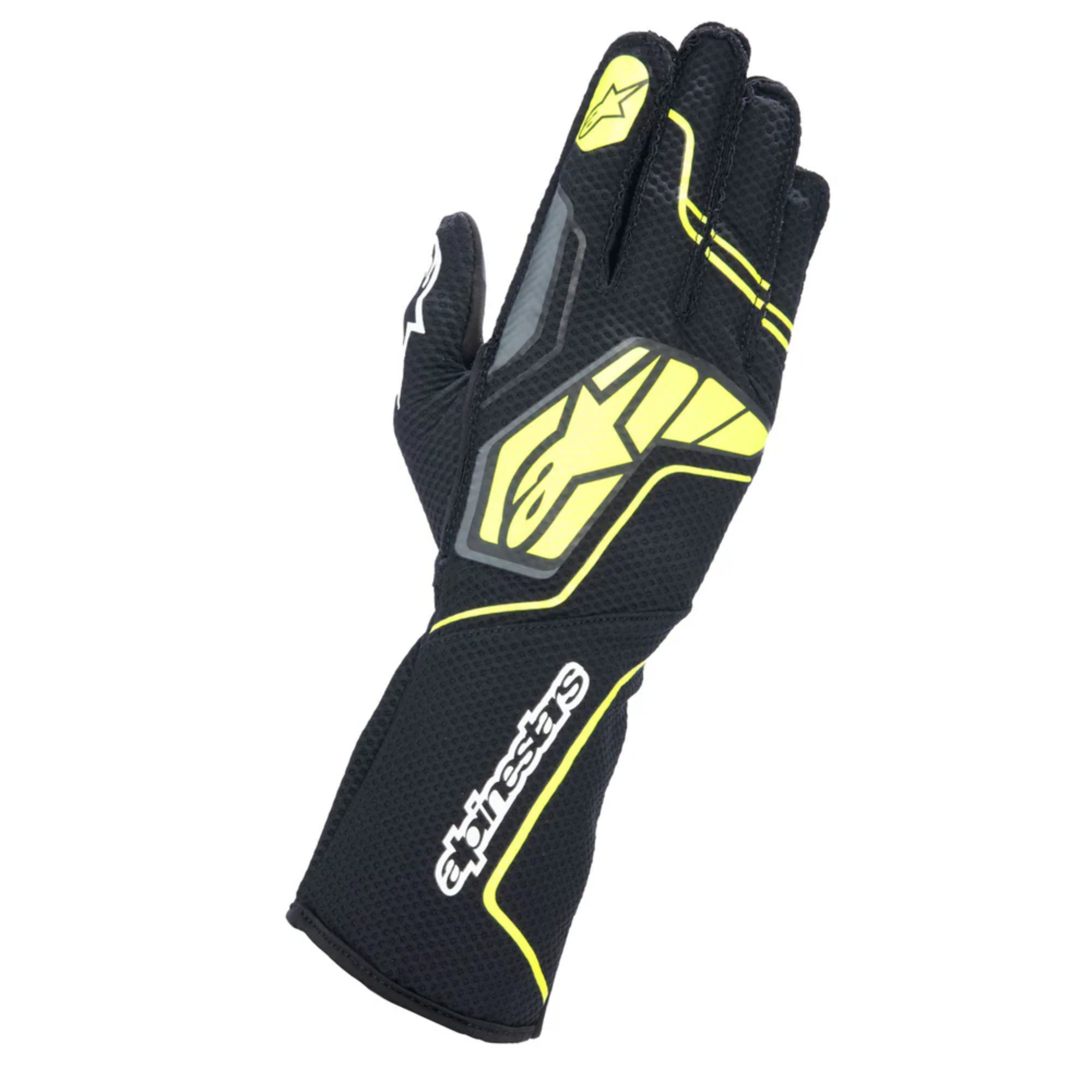 The black and yellow Alpinestars Tech-1 KX v4 Karting Gloves.