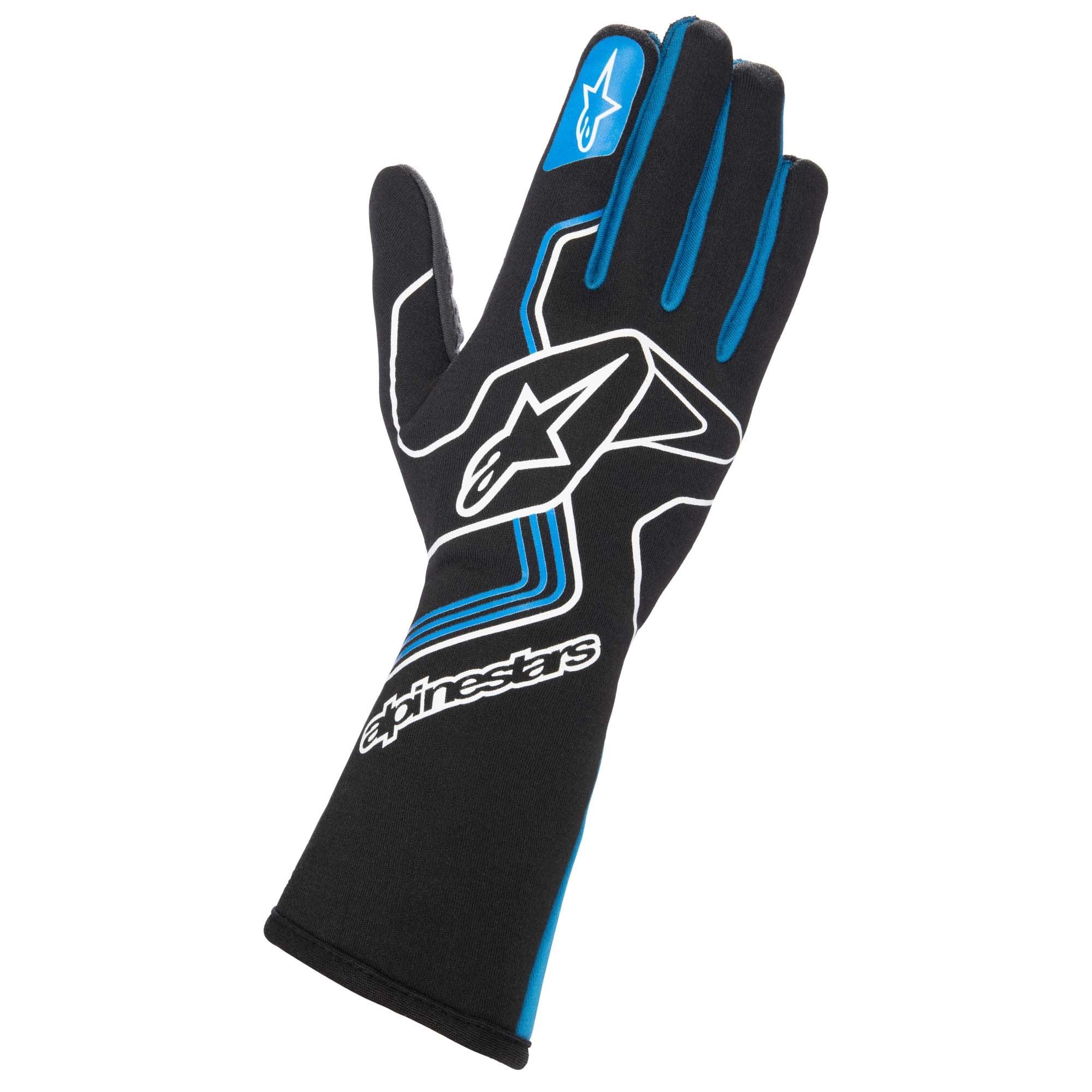 The black and blue Alpinestars Tech-1 Race v3 Racing Gloves.