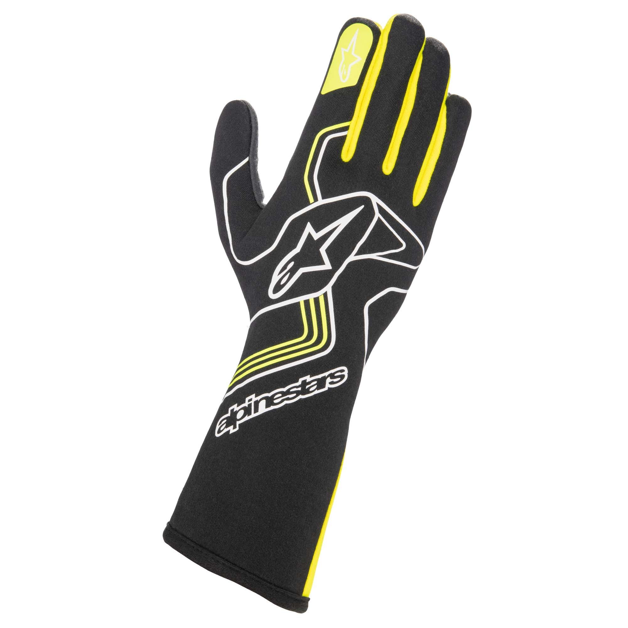 The black and yellow Alpinestars Tech-1 Race v3 Racing Gloves.