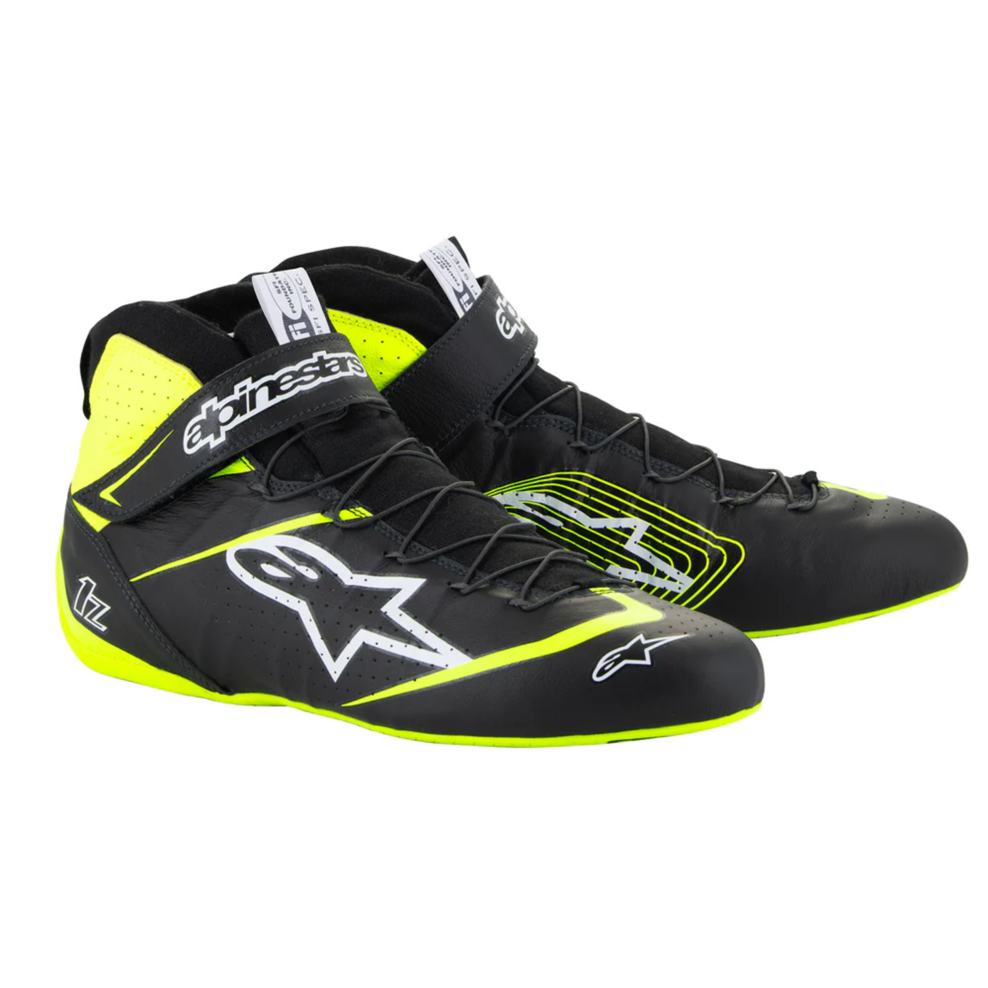 The black and yellow Alpinestars Tech-1 Z v3 Racing Shoes - SFI 3.3.