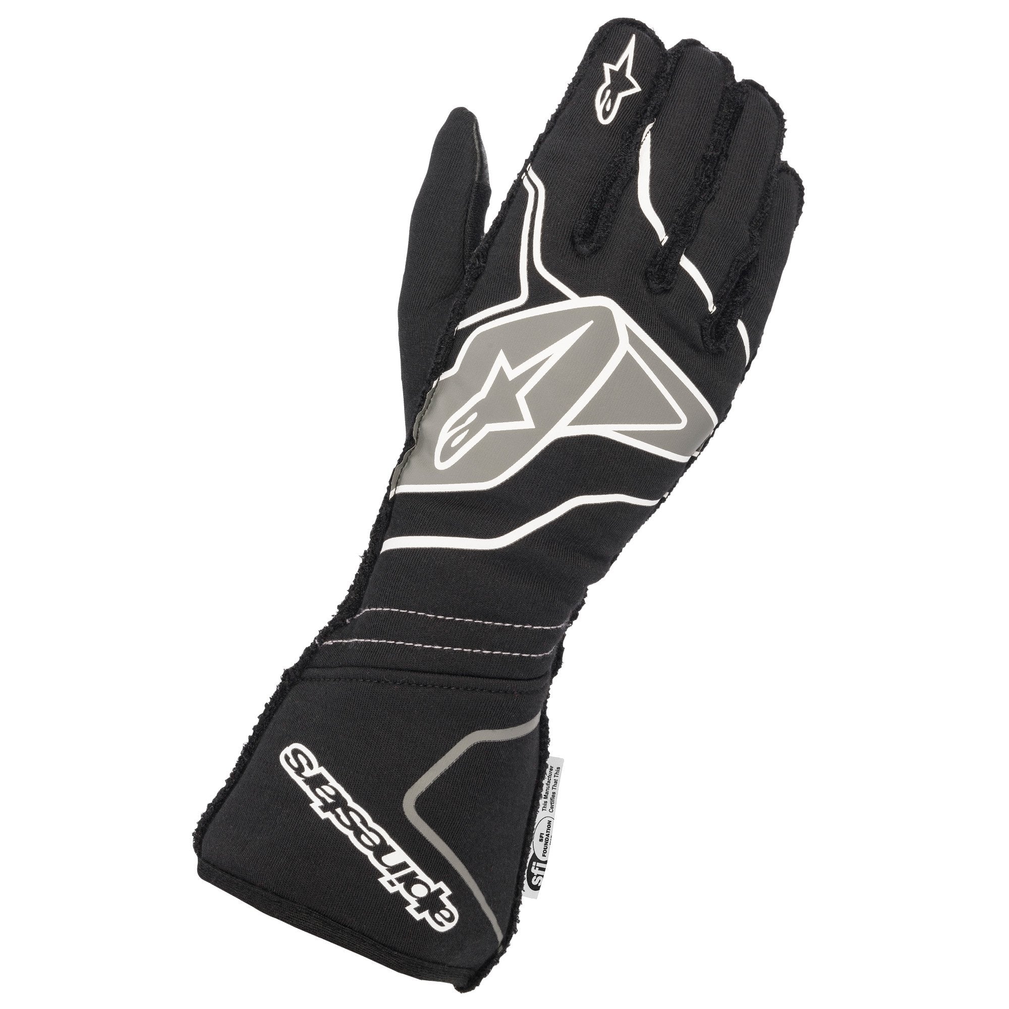The black and anthracite Alpinestars Tech-1 ZX v2 Racing Gloves.