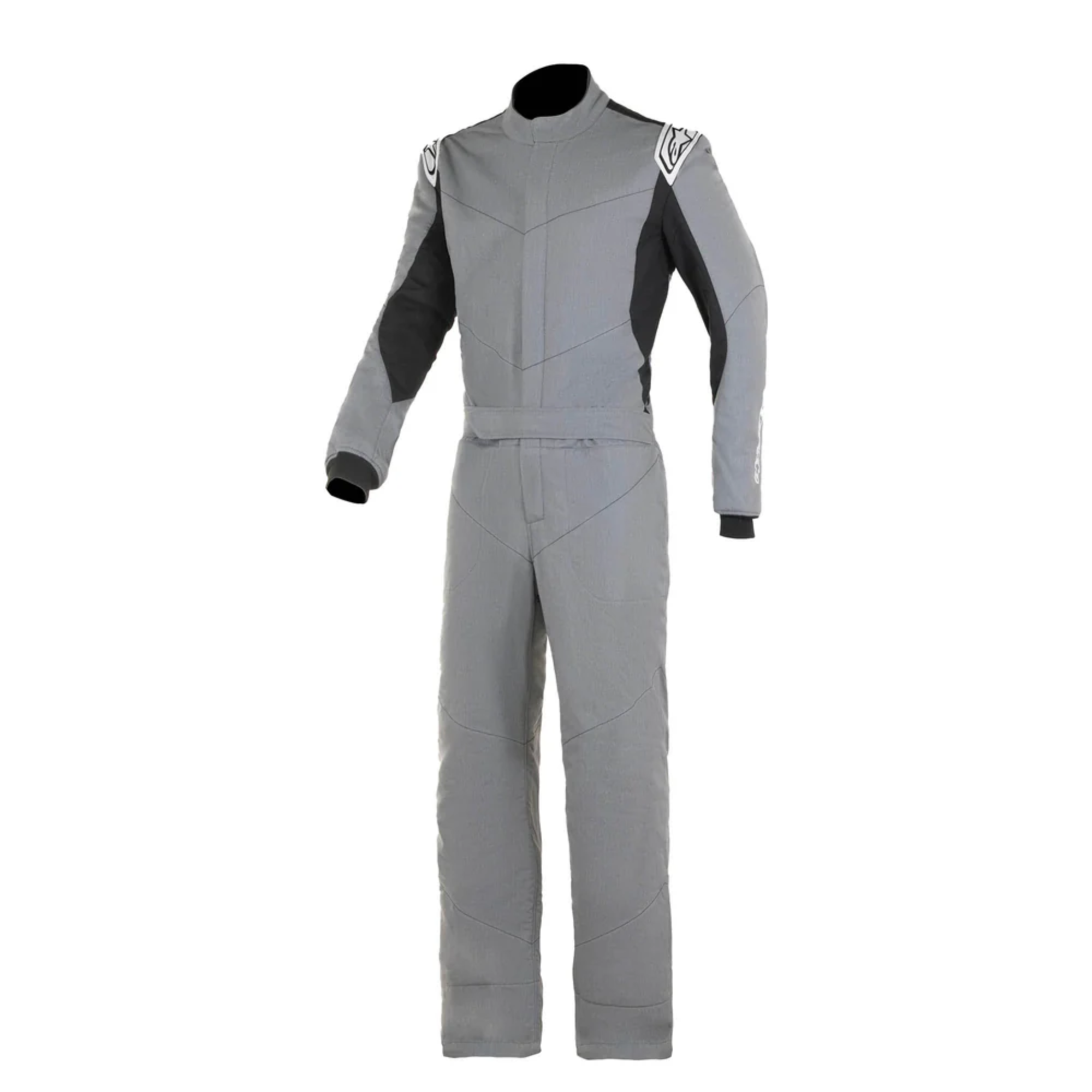 The front of the grey and black Alpinestars Vapor Racing Suit - Boot Cut.