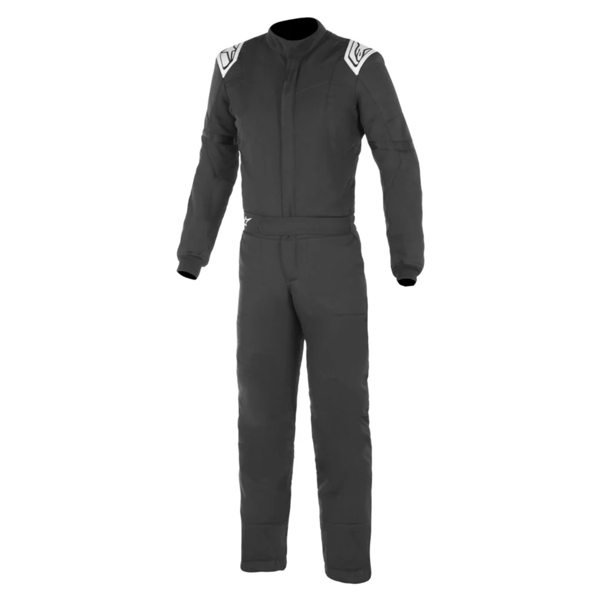 The front of the black and white Alpinestars Vapor S Youth Racing Suit from Alpinestars.