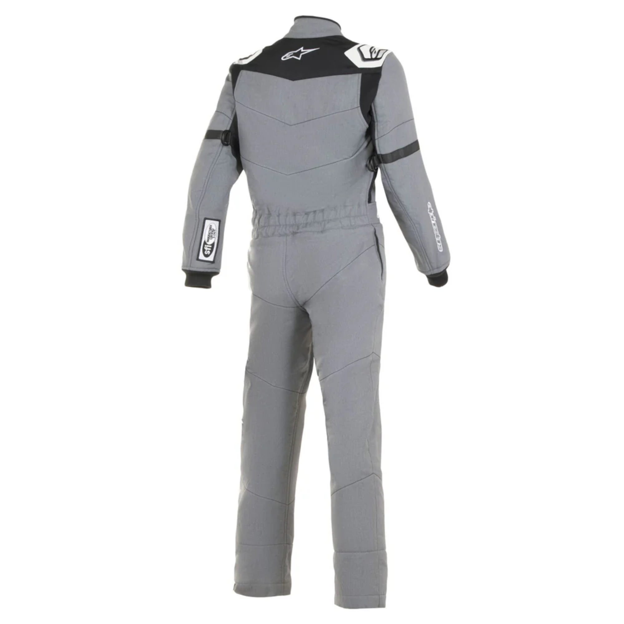 The back of the grey and black Alpinestars Vapor S Youth Racing Suit from Alpinestars.