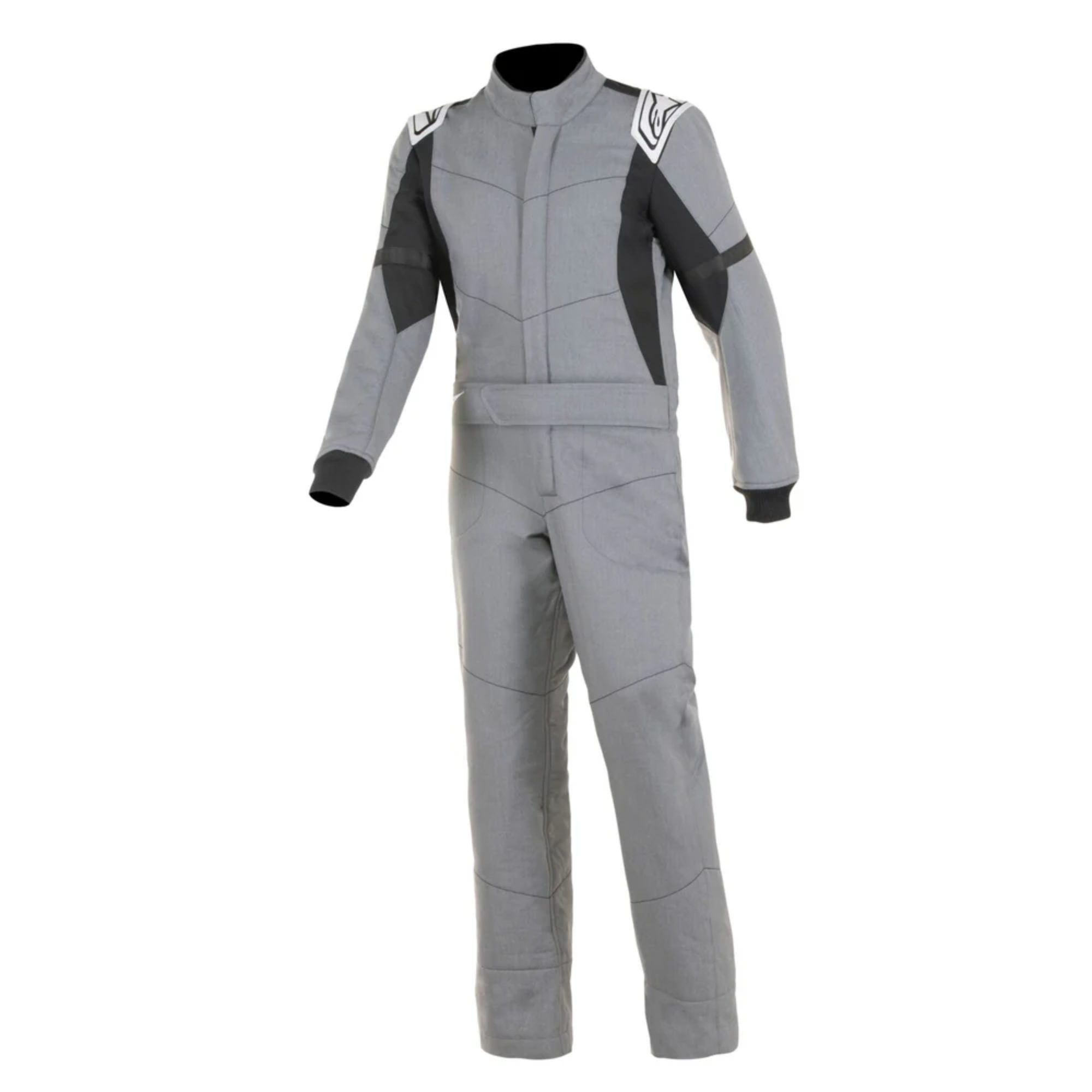 The front of the grey and black Alpinestars Vapor S Youth Racing Suit from Alpinestars.