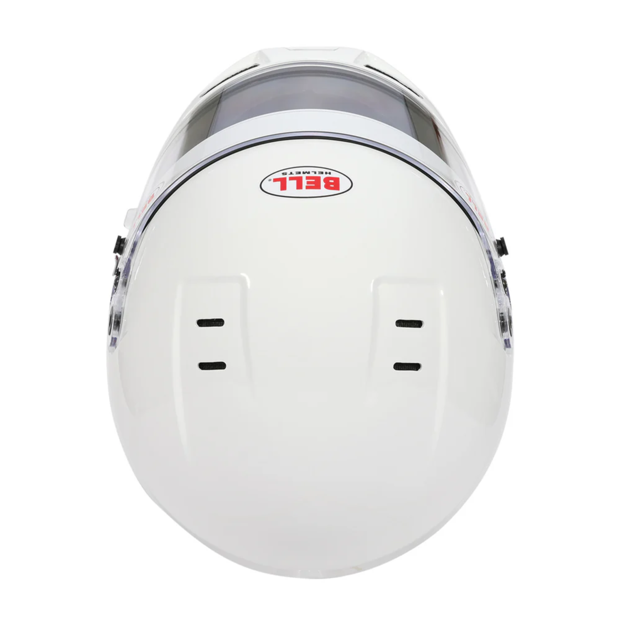 The top of the SA2025 and FIA8859 certified white Bell GT6 Pro Racing Helmet.
