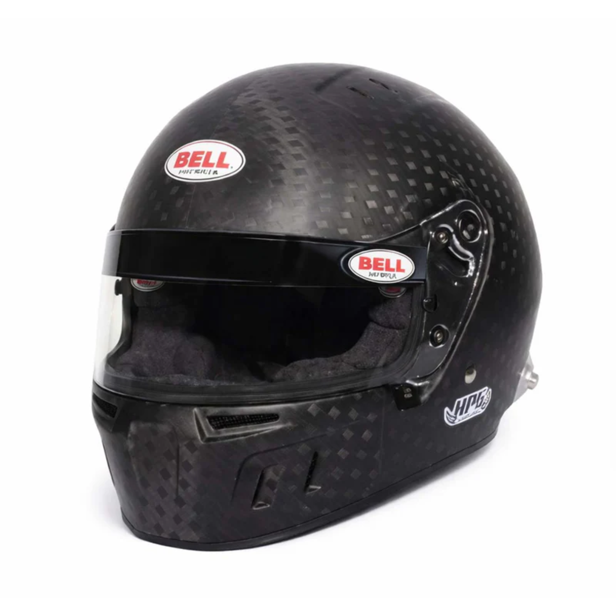 The black (carbon fiber) Bell HP6 RD 4C/EC Carbon Racing Helmet.