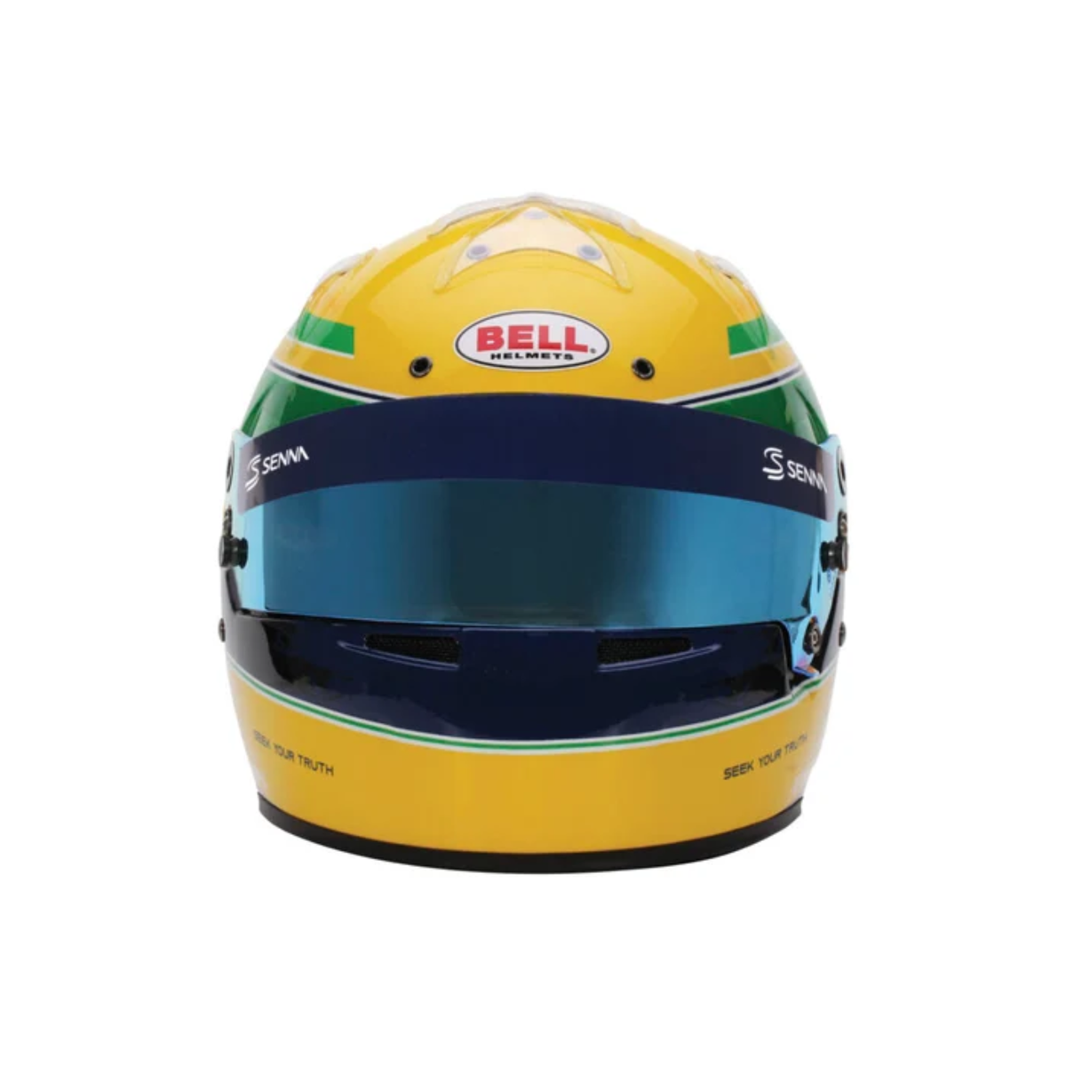 The front of the Bell KC7 CMR Ayrton Senna Karting Helmet.