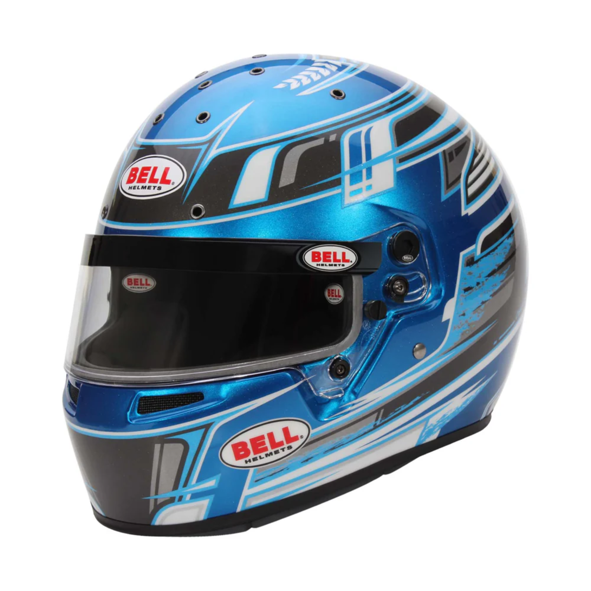 The anthracite and blue Bell KC7-CMR Pro Champion Karting Helmet.