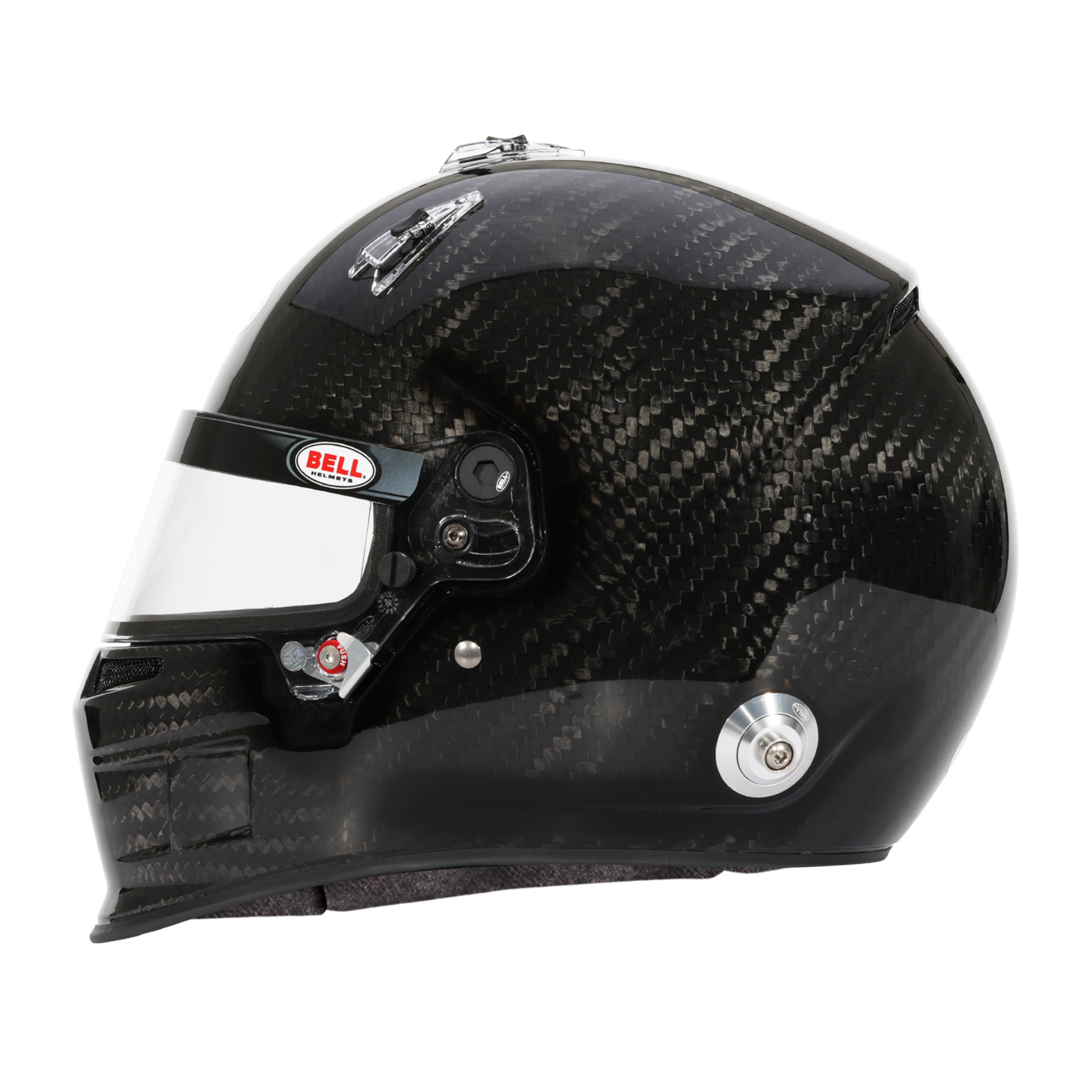 The left side of the Bell XR7 Ultra Carbon Racing Helmet.