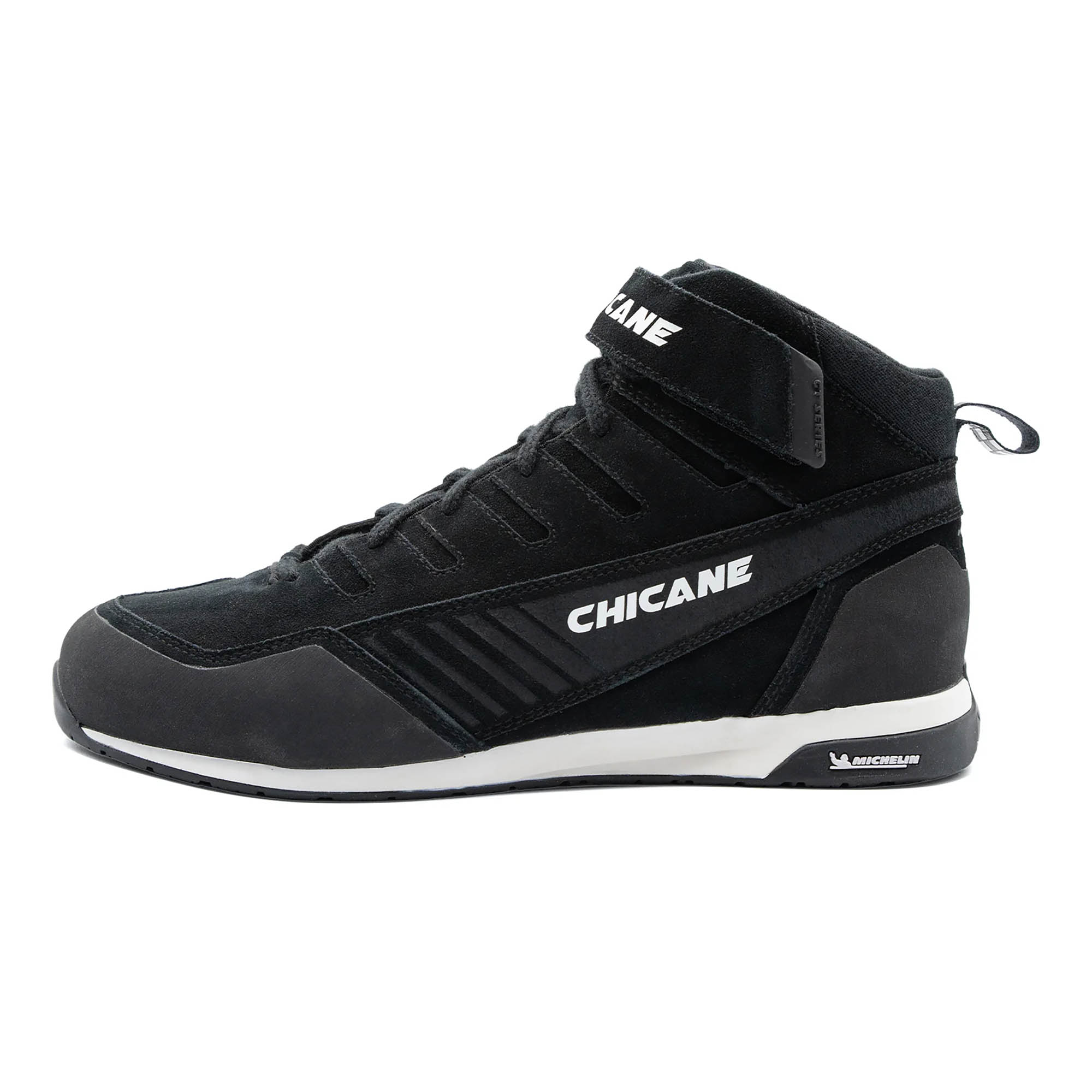 The side of the black SFI 3.3 rated Chicane TS-X Pit Crew Shoes.