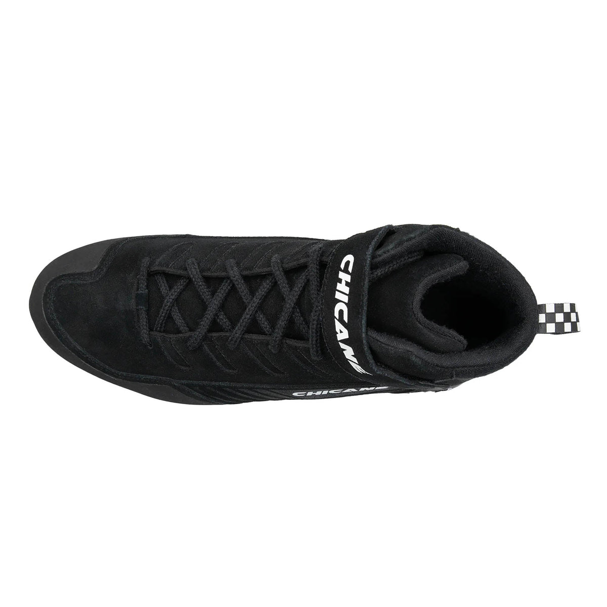 The top of the black SFI 3.3 rated Chicane TS-X Pit Crew Shoes.