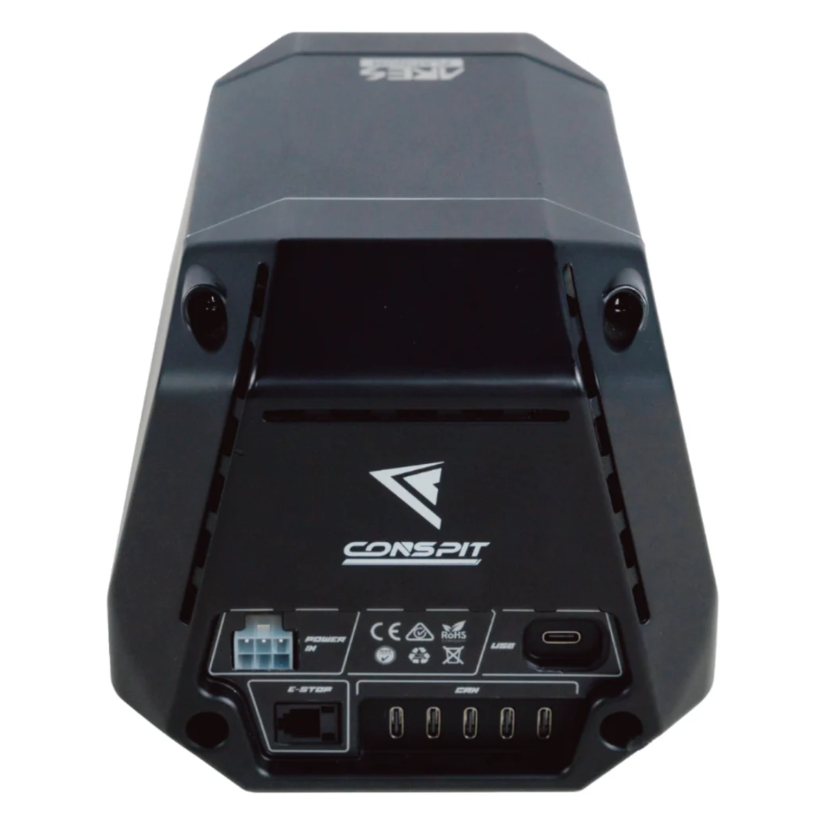 The back of the Conspit ARES 20 Platinum Direct Drive Wheelbase.