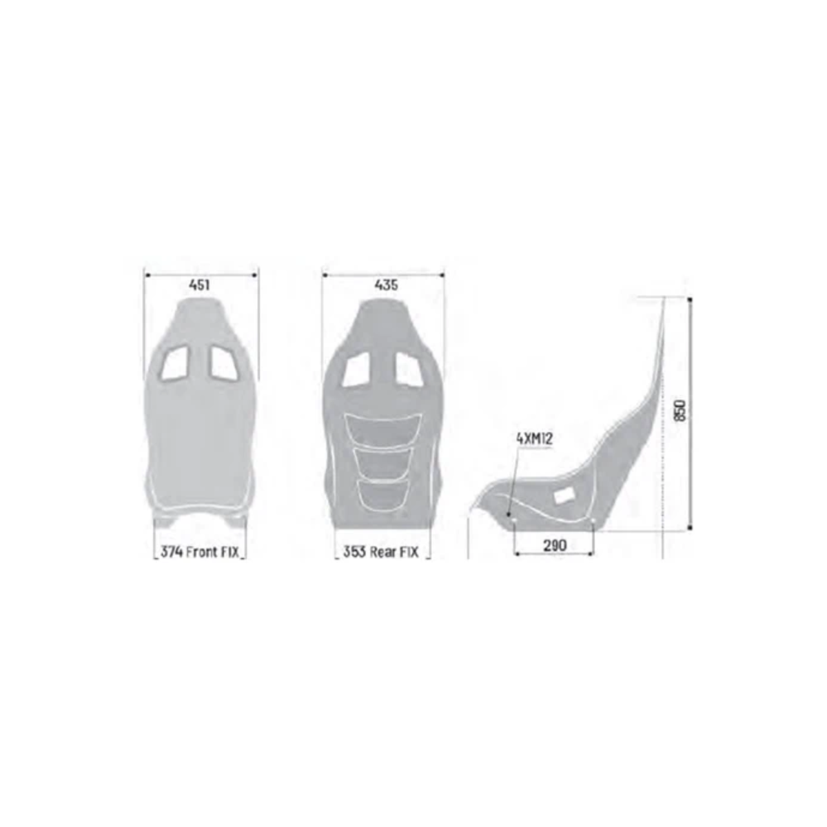 The dimensions of the Sparco Ultra Fiberglass Racing Seat.