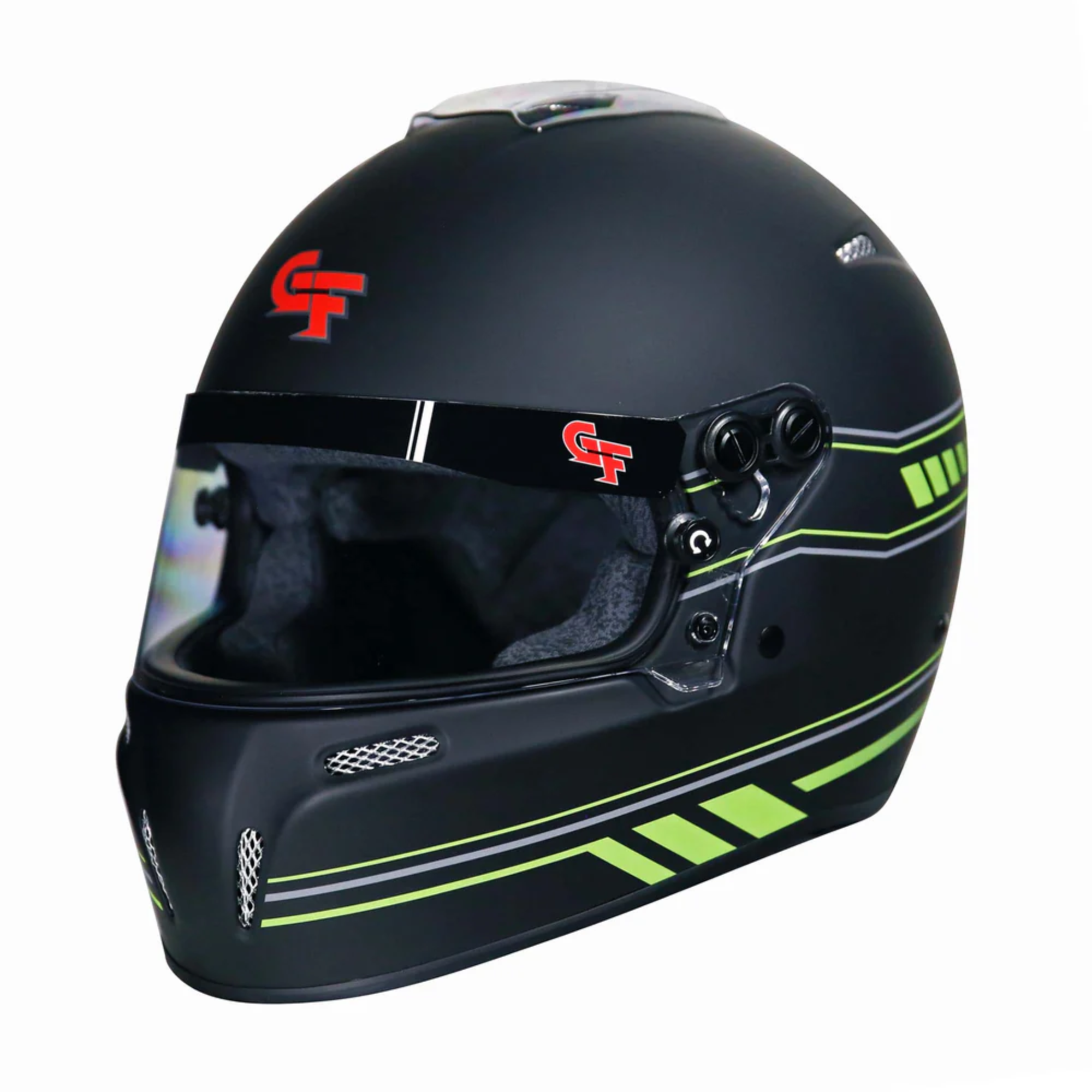 The flat black and green G-Force Nighthawk Graphics Racing Helmet - SA2020 from G-Force.