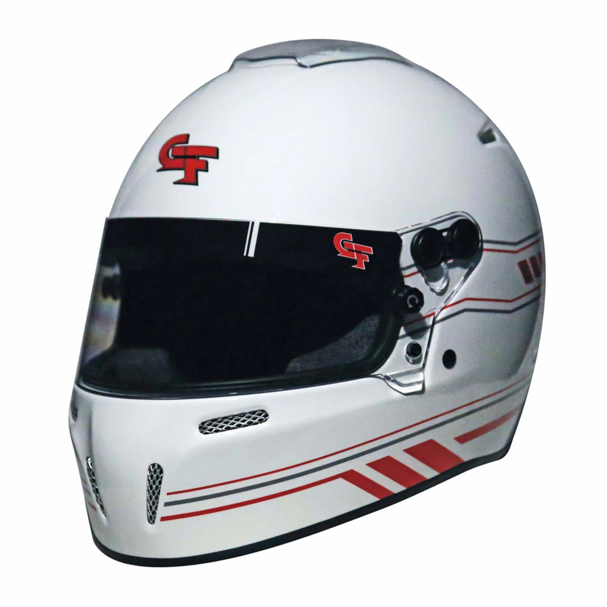 The white and red G-Force Nighthawk Graphics Racing Helmet - SA2020 from G-Force.