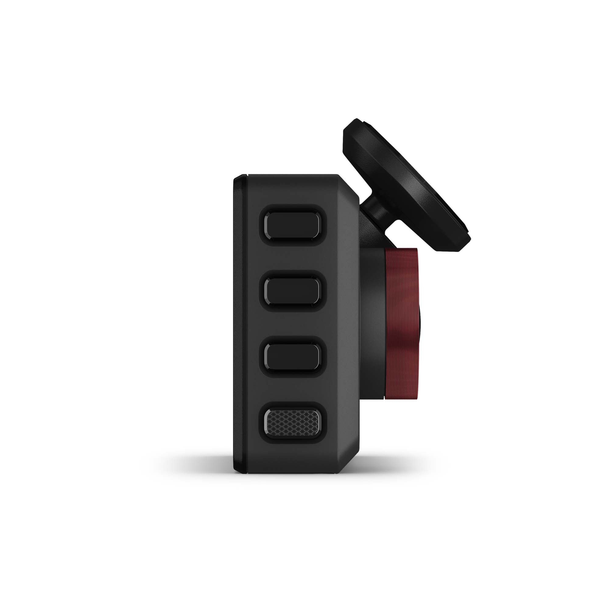 The Garmin Catalyst 2 Driving Performance Optimizer from the right side showing all of the buttons.