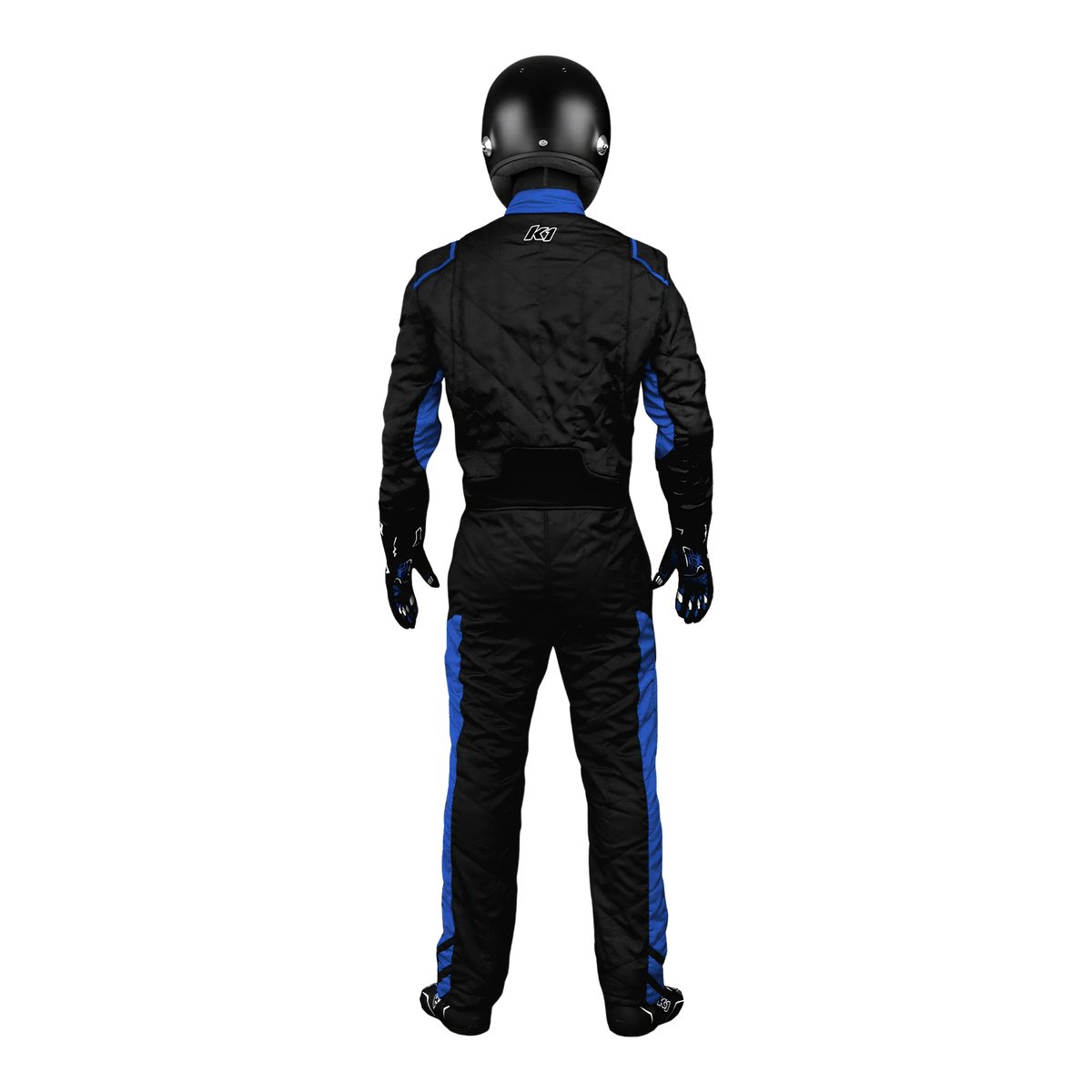 The back of the blue SFI 3.4/5 homologated K1 RaceGear Aero SFI Racing Suit.