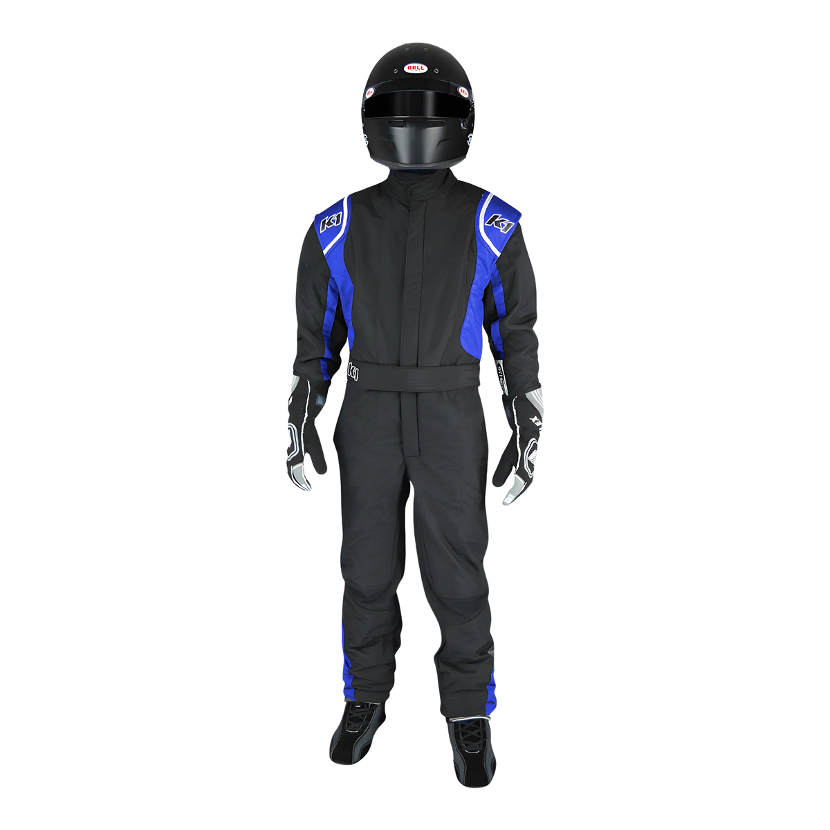 The front of the blue SFI 3.2A/5. homologated K1 RaceGear Precision II SFI Youth Racing Suit.