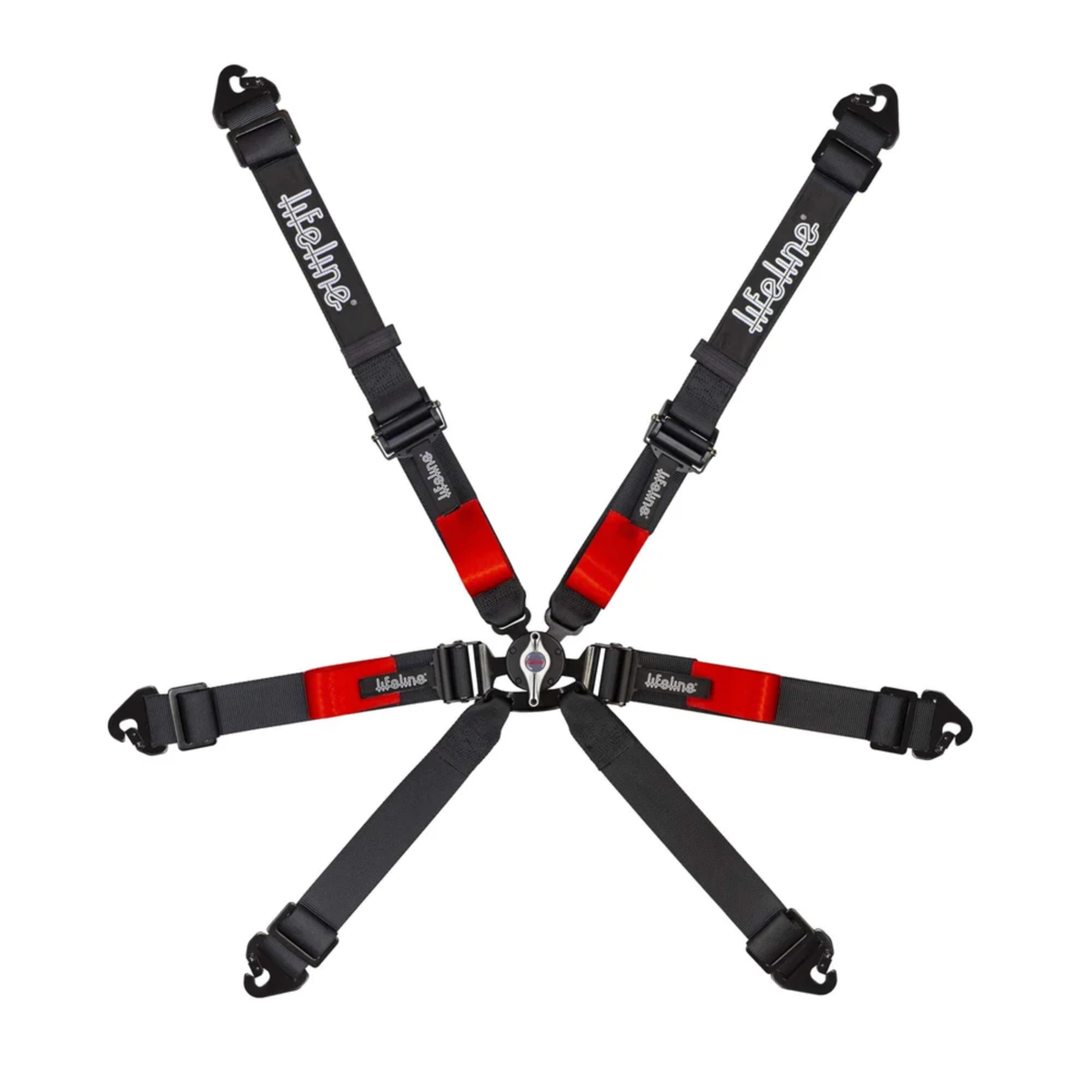 The black FIA 8853-2016 homologated Lifeline Copse Racing Harness.