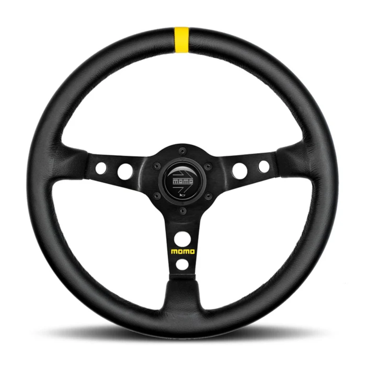The black leather Momo Mod 07 Steering Wheel.