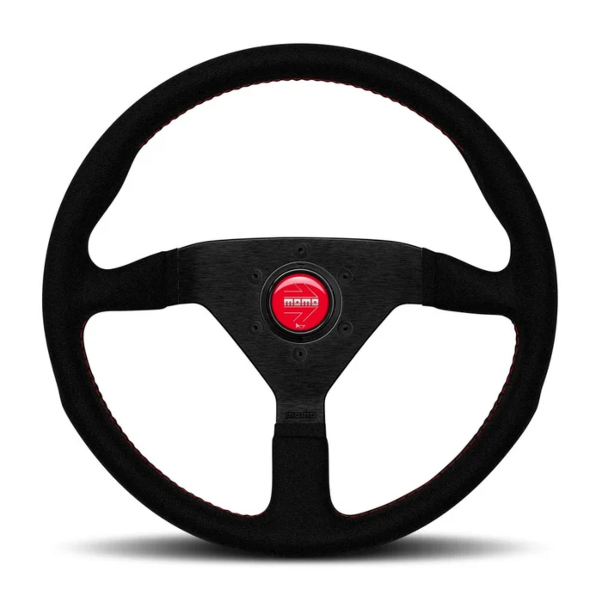 The black and red Momo Montecarlo Alcantara Steering Wheel.